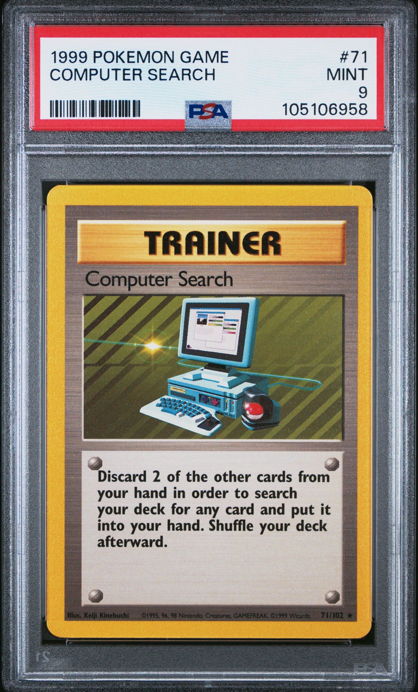 COMPUTER SEARCH 71/102 Unlimited POKEMON GAME PSA9 MINT 9 PSA population 338 <a href=https://www.psacard.com/cert/105106958/psa>https://www.psacard.com/cert/105106958/psa</a>