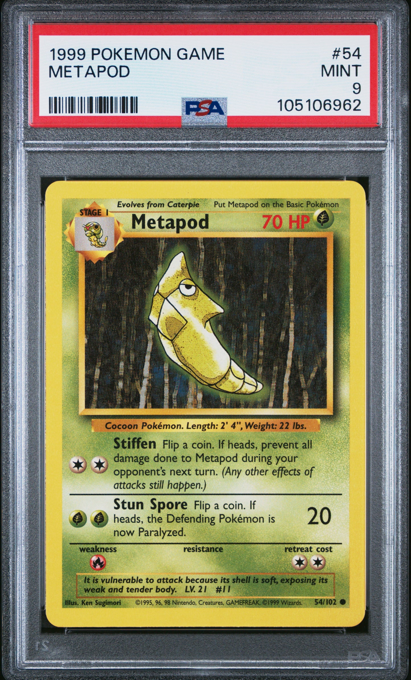 METAPOD 54/102 Unlimited POKEMON GAME PSA9 MINT 9 PSA population 459 <a href=https://www.psacard.com/cert/105106962/psa>https://www.psacard.com/cert/105106962/psa</a>