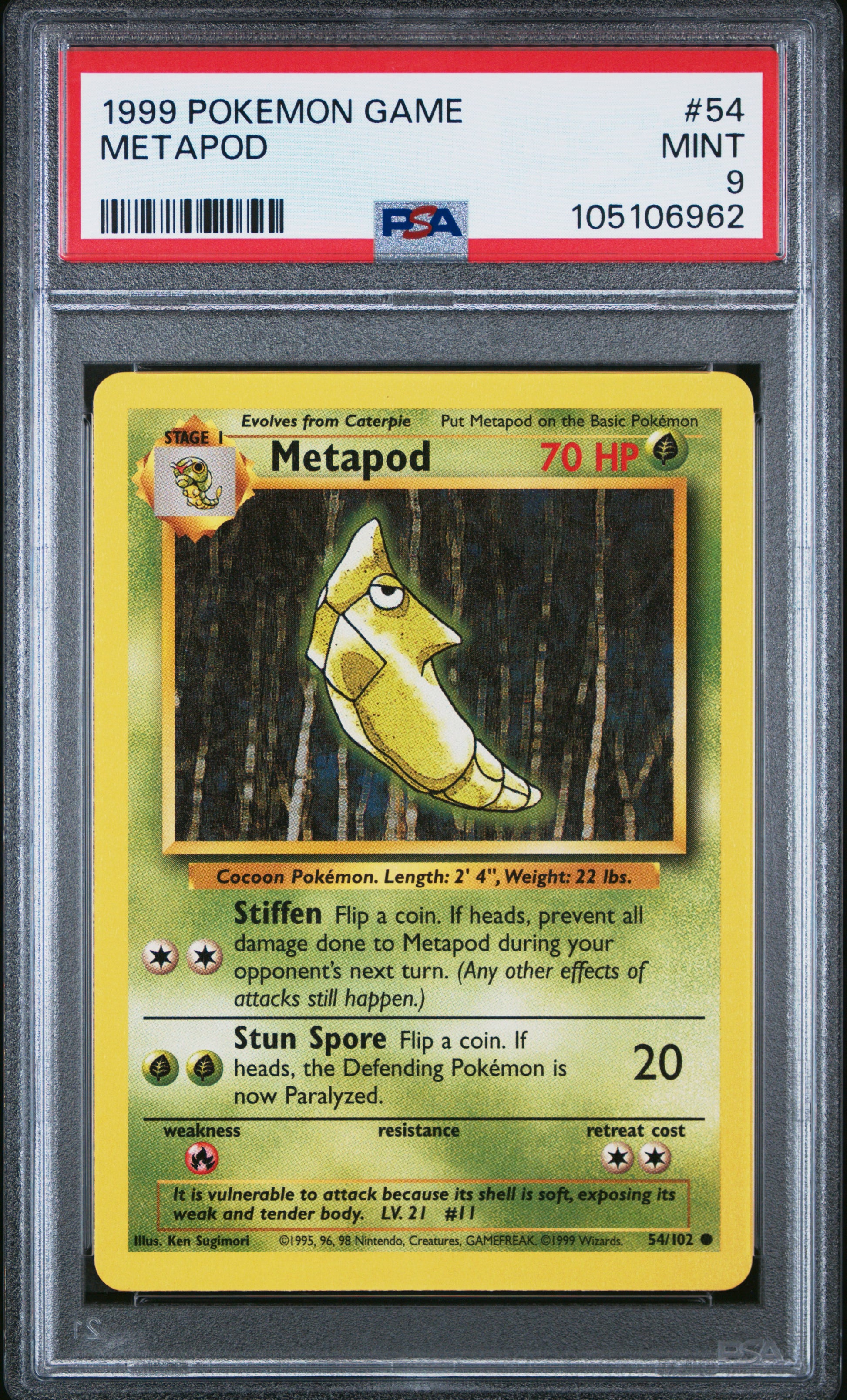 METAPOD 54/102 Unlimited POKEMON GAME PSA9 MINT 9 PSA population 459 <a href=https://www.psacard.com/cert/105106962/psa>https://www.psacard.com/cert/105106962/psa</a>