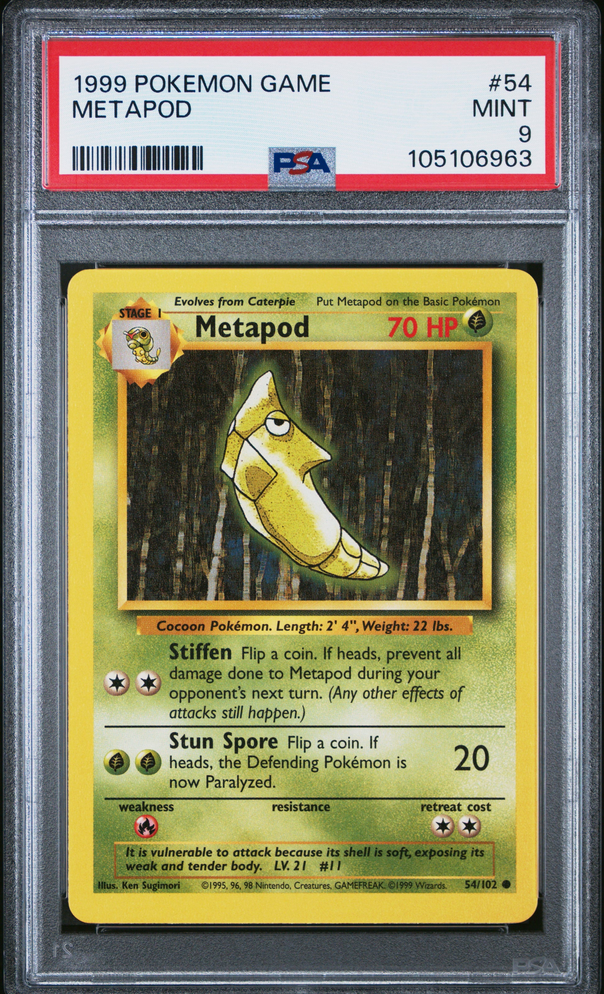 METAPOD 54/102 Unlimited POKEMON GAME PSA9 MINT 9 PSA population 459 <a href=https://www.psacard.com/cert/105106963/psa>https://www.psacard.com/cert/105106963/psa</a>