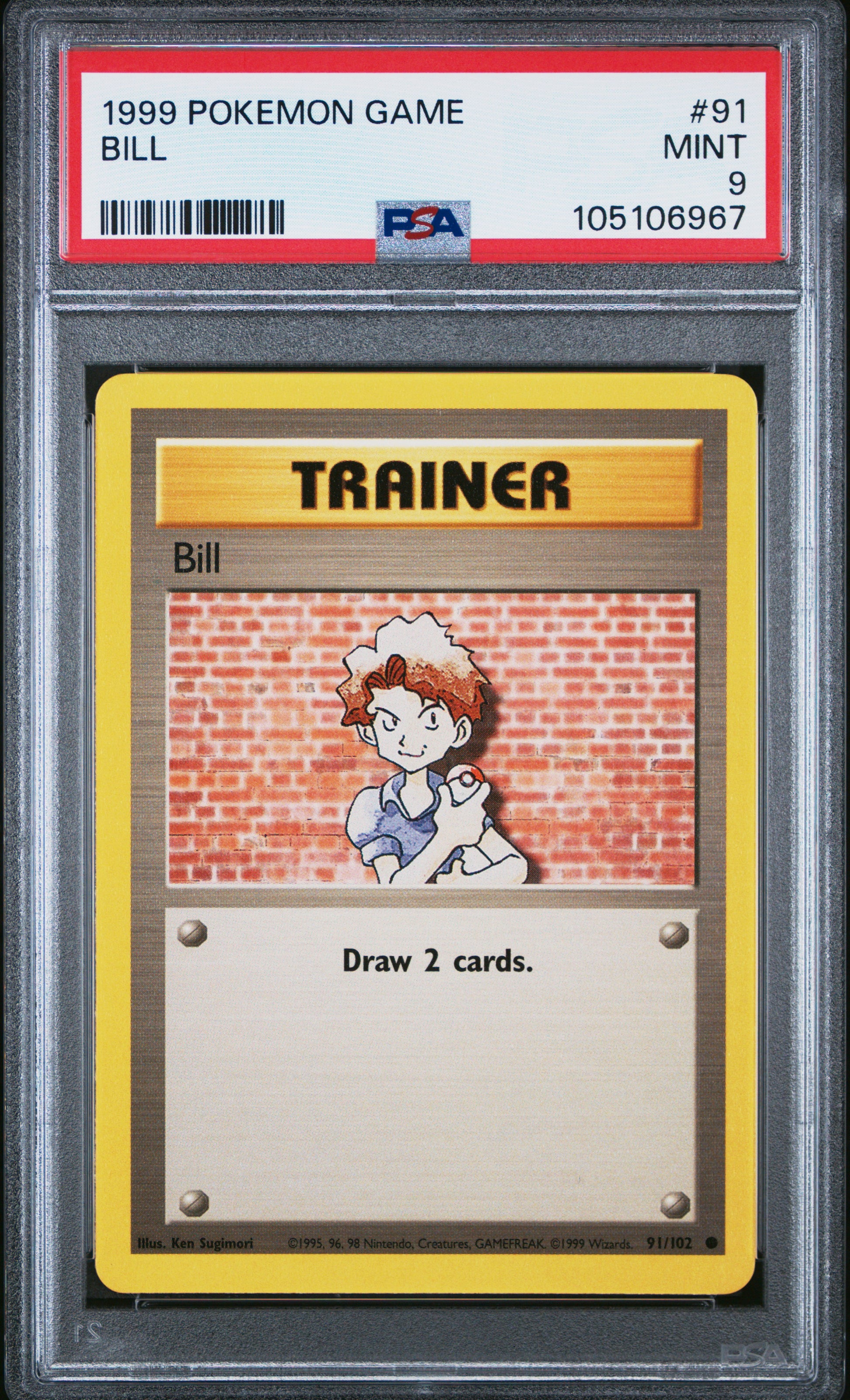 BILL 91/102 Unlimited POKEMON GAME PSA9 MINT 9 PSA population 420 <a href=https://www.psacard.com/cert/105106967/psa>https://www.psacard.com/cert/105106967/psa</a>