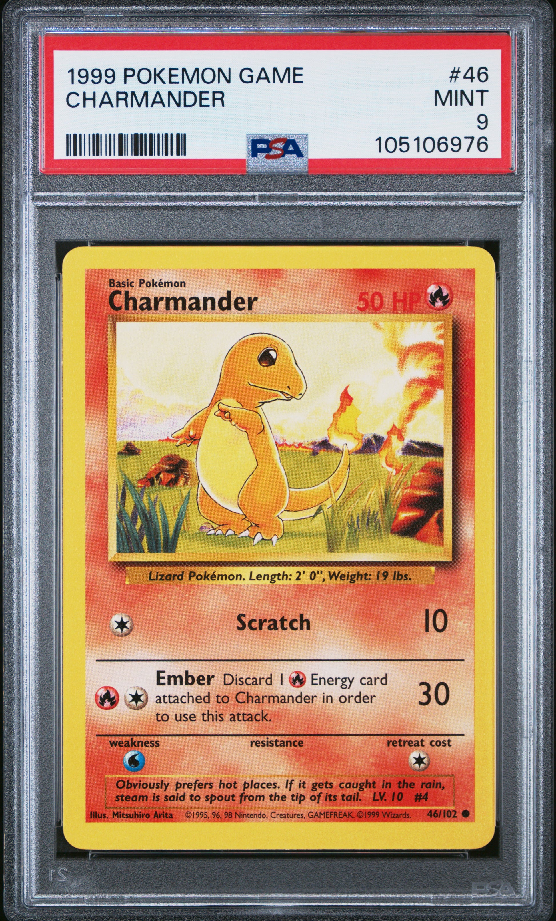 CHARMANDER 46/102 Unlimited POKEMON GAME PSA9 MINT 9 PSA population 6712 <a href=https://www.psacard.com/cert/105106976/psa>https://www.psacard.com/cert/105106976/psa</a>