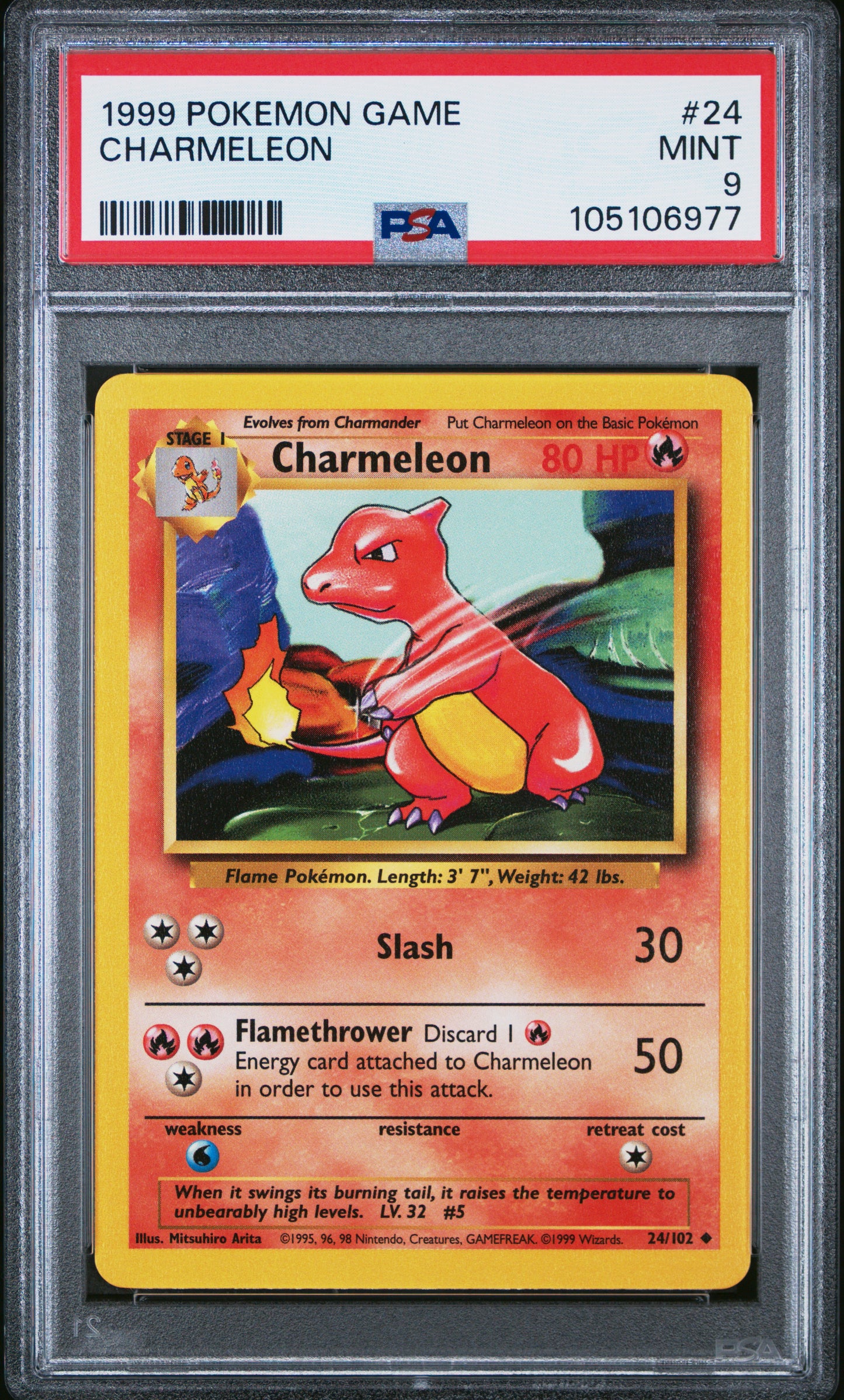 CHARMELEON 24/102 Unlimited POKEMON GAME PSA9 MINT 9 PSA population 3163 <a href=https://www.psacard.com/cert/105106977/psa>https://www.psacard.com/cert/105106977/psa</a>