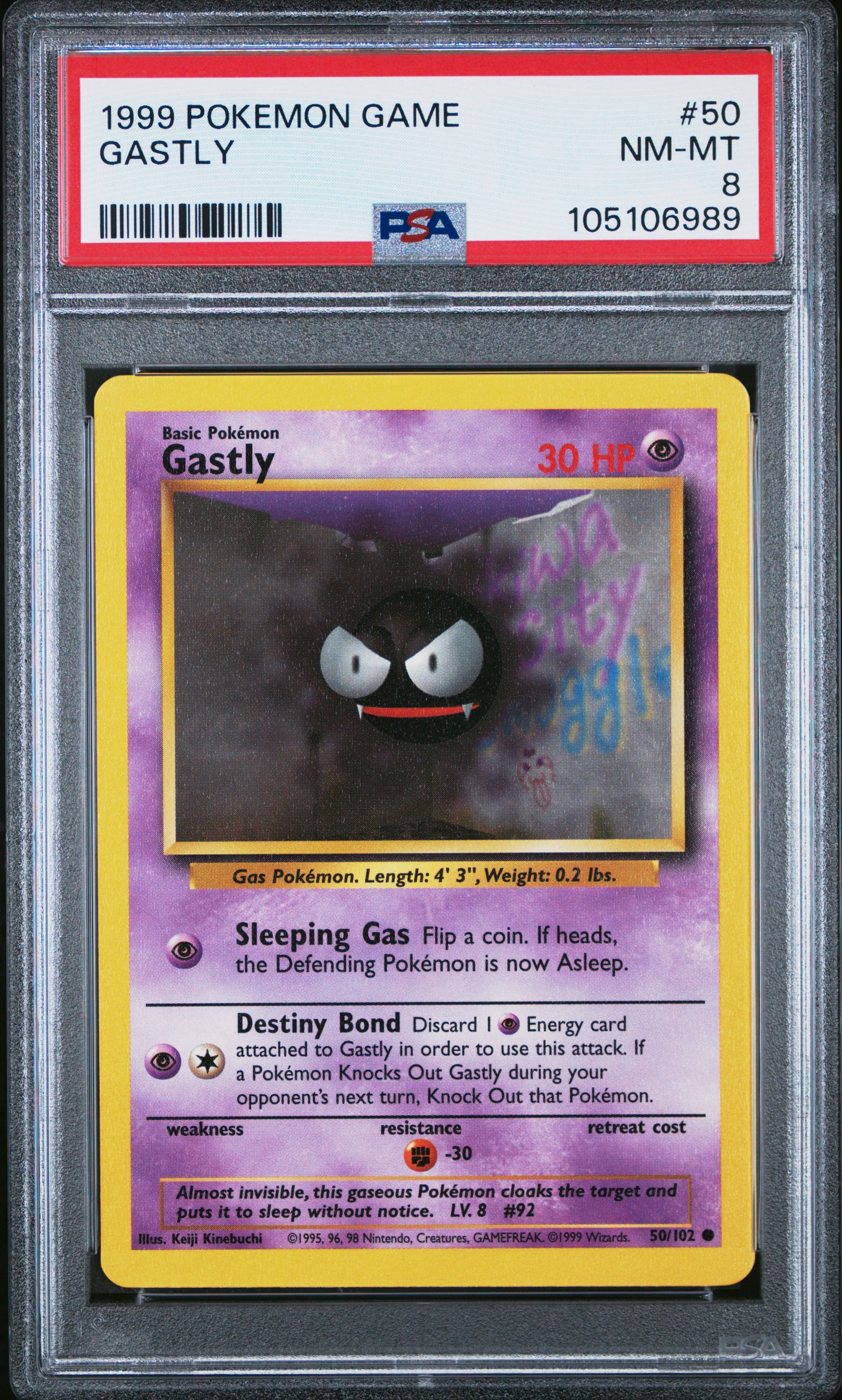 GASTLY 50/102 Unlimited POKEMON GAME PSA8 NM-MT 8 PSA population 220 <a href=https://www.psacard.com/cert/105106989/psa>https://www.psacard.com/cert/105106989/psa</a>
