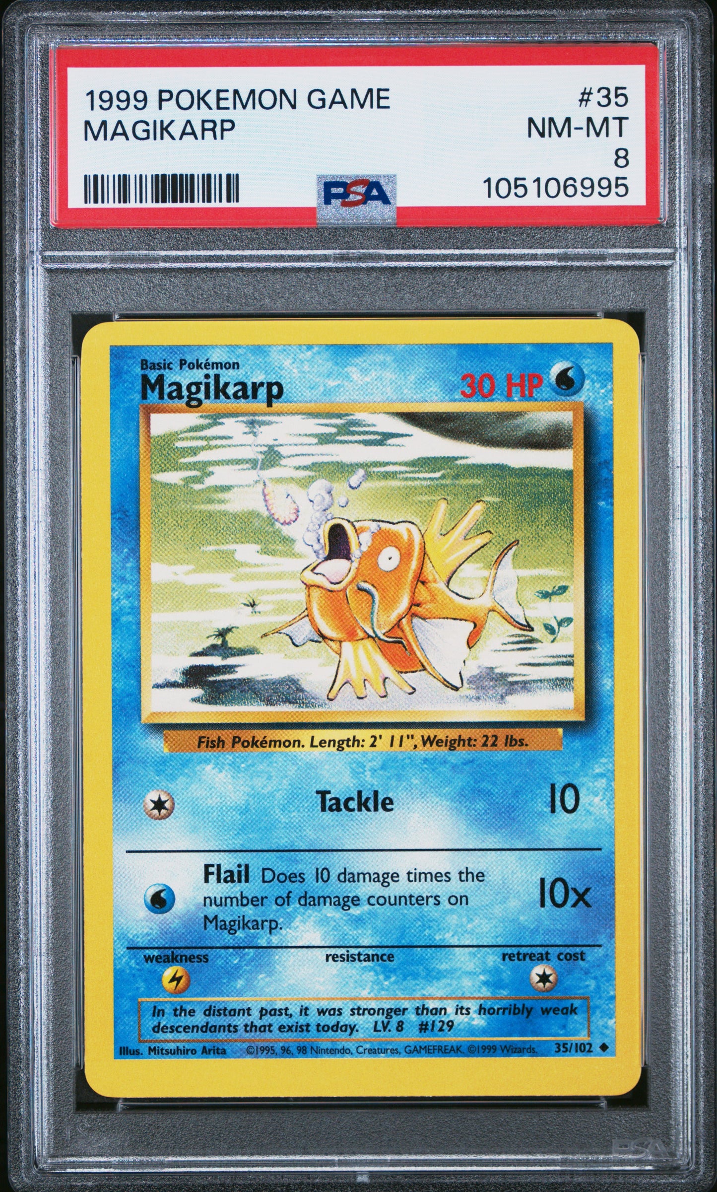 MAGIKARP 35/102 Unlimited POKEMON GAME PSA8 NM-MT 8 PSA population 336 <a href=https://www.psacard.com/cert/105106995/psa>https://www.psacard.com/cert/105106995/psa</a>