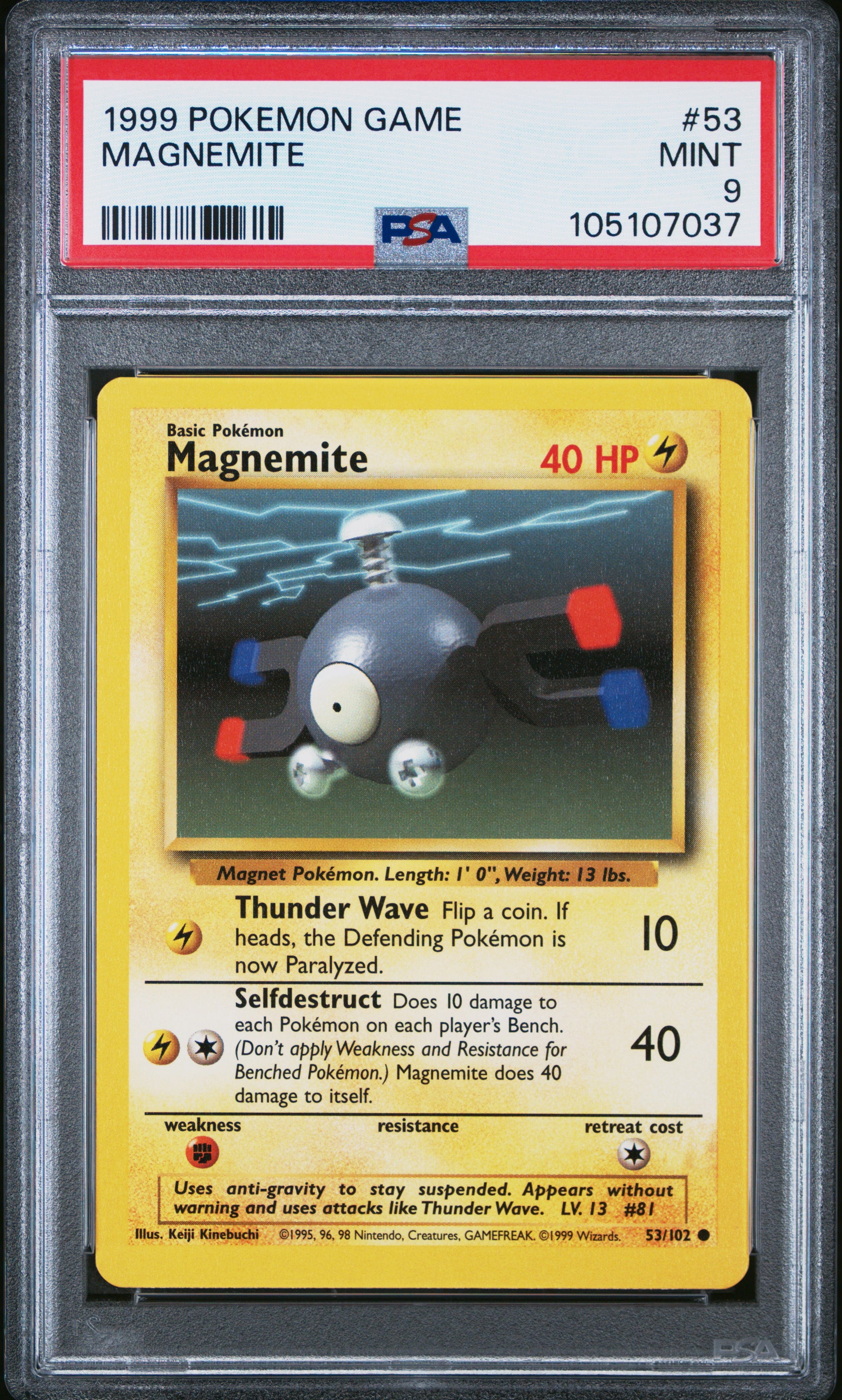 MAGNEMITE 53/102 Unlimited POKEMON GAME PSA9 MINT 9 PSA population 572 <a href=https://www.psacard.com/cert/105107037/psa>https://www.psacard.com/cert/105107037/psa</a>