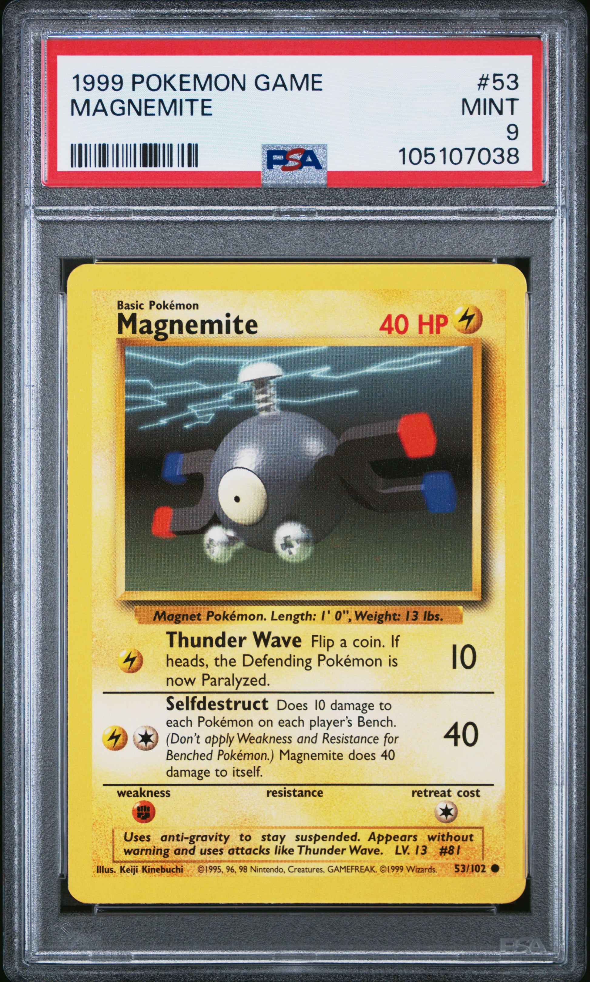 MAGNEMITE 53/102 Unlimited POKEMON GAME PSA9 MINT 9 PSA population 572 <a href=https://www.psacard.com/cert/105107038/psa>https://www.psacard.com/cert/105107038/psa</a>