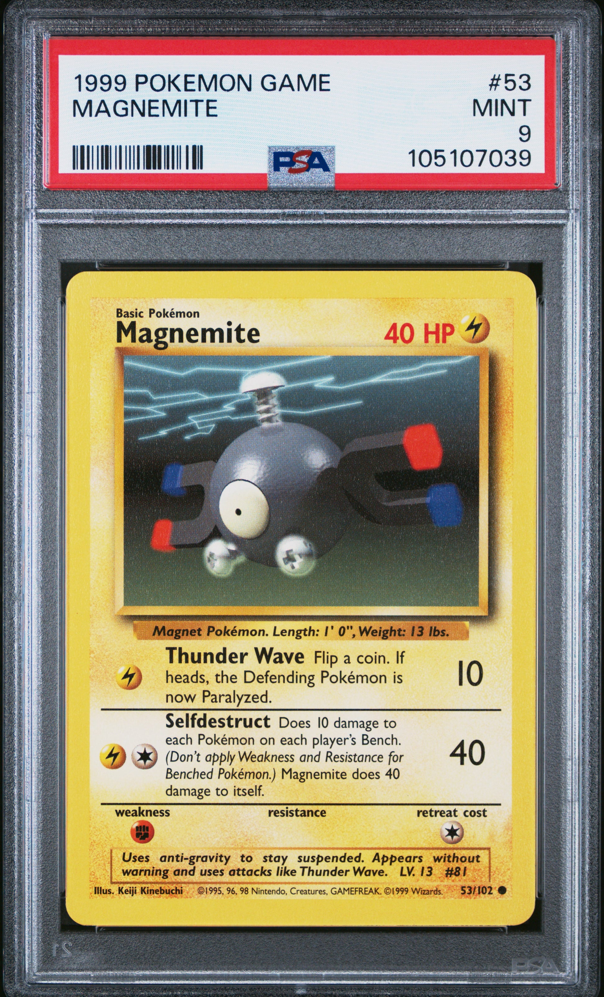 MAGNEMITE 53/102 Unlimited POKEMON GAME PSA9 MINT 9 PSA population 572 <a href=https://www.psacard.com/cert/105107039/psa>https://www.psacard.com/cert/105107039/psa</a>