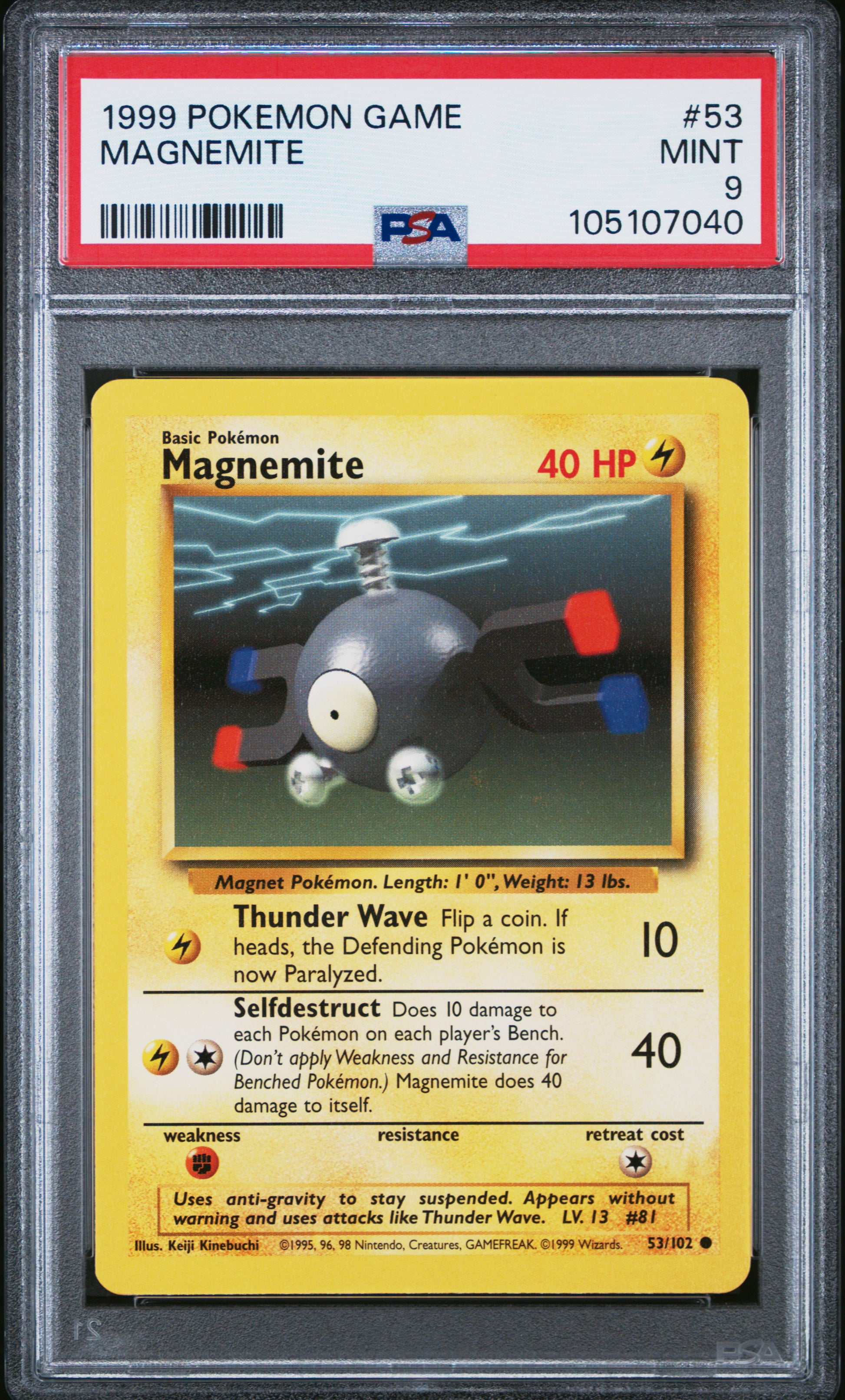 MAGNEMITE 53/102 Unlimited POKEMON GAME PSA9 MINT 9 PSA population 572 <a href=https://www.psacard.com/cert/105107040/psa>https://www.psacard.com/cert/105107040/psa</a>