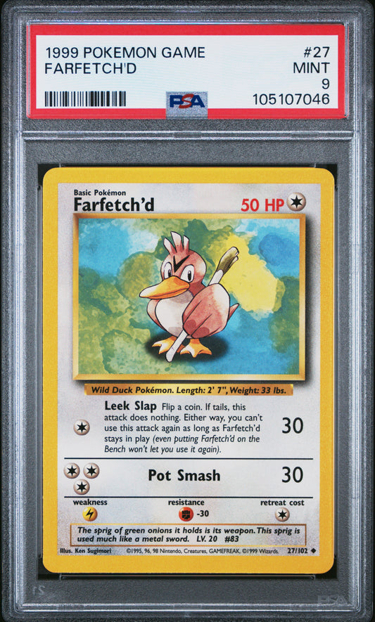 FARFETCH'D 27/102 Unlimited POKEMON GAME PSA9 MINT 9 PSA population 521 <a href=https://www.psacard.com/cert/105107046/psa>https://www.psacard.com/cert/105107046/psa</a>