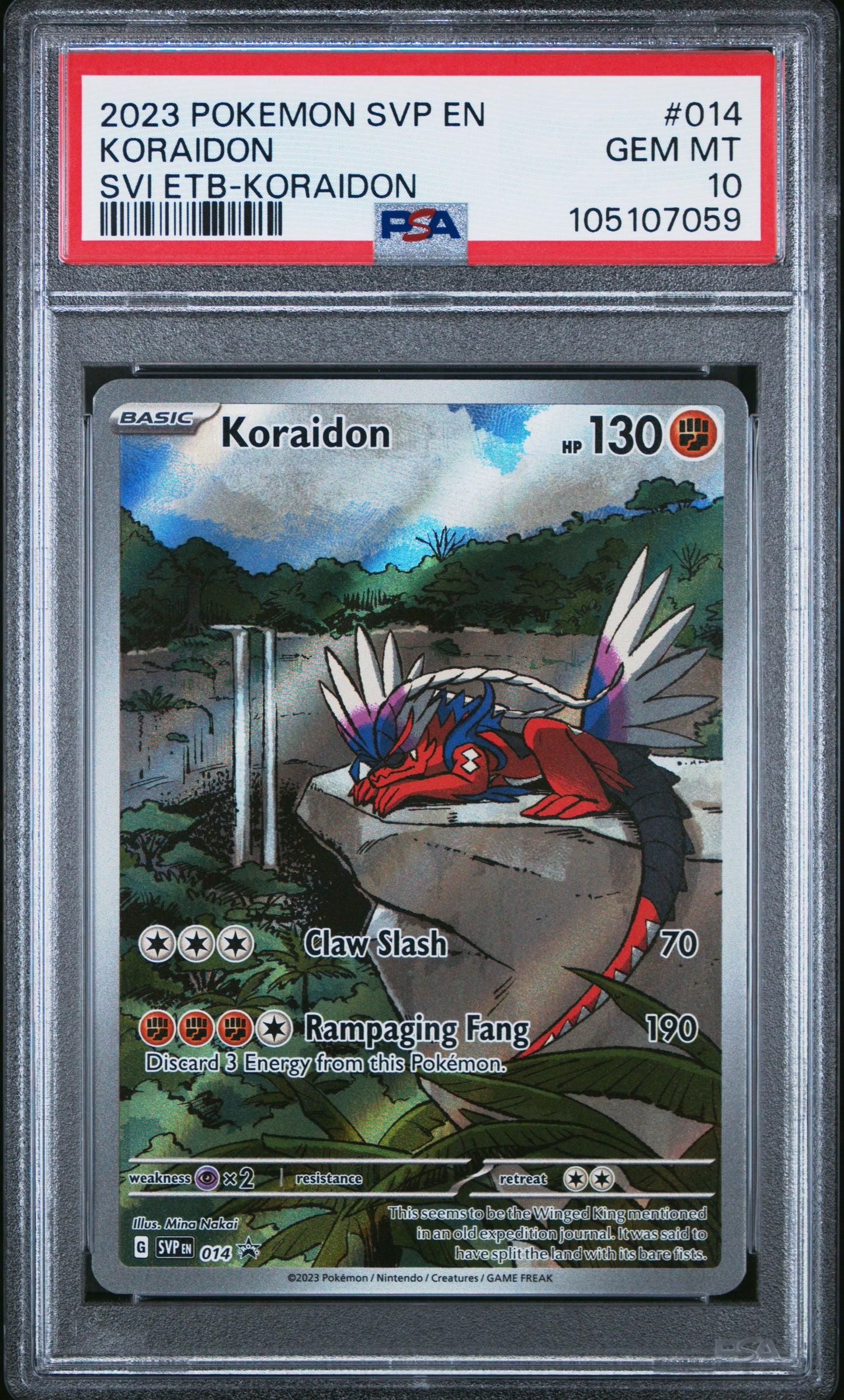 KORAIDON 14/SVP Common POKEMON SVP EN-SV BLACK STAR PROMO SVI ETB-KORAIDON PSA10 GEM MT 10 PSA population 817 <a href=https://www.psacard.com/cert/105107059/psa>https://www.psacard.com/cert/105107059/psa</a>