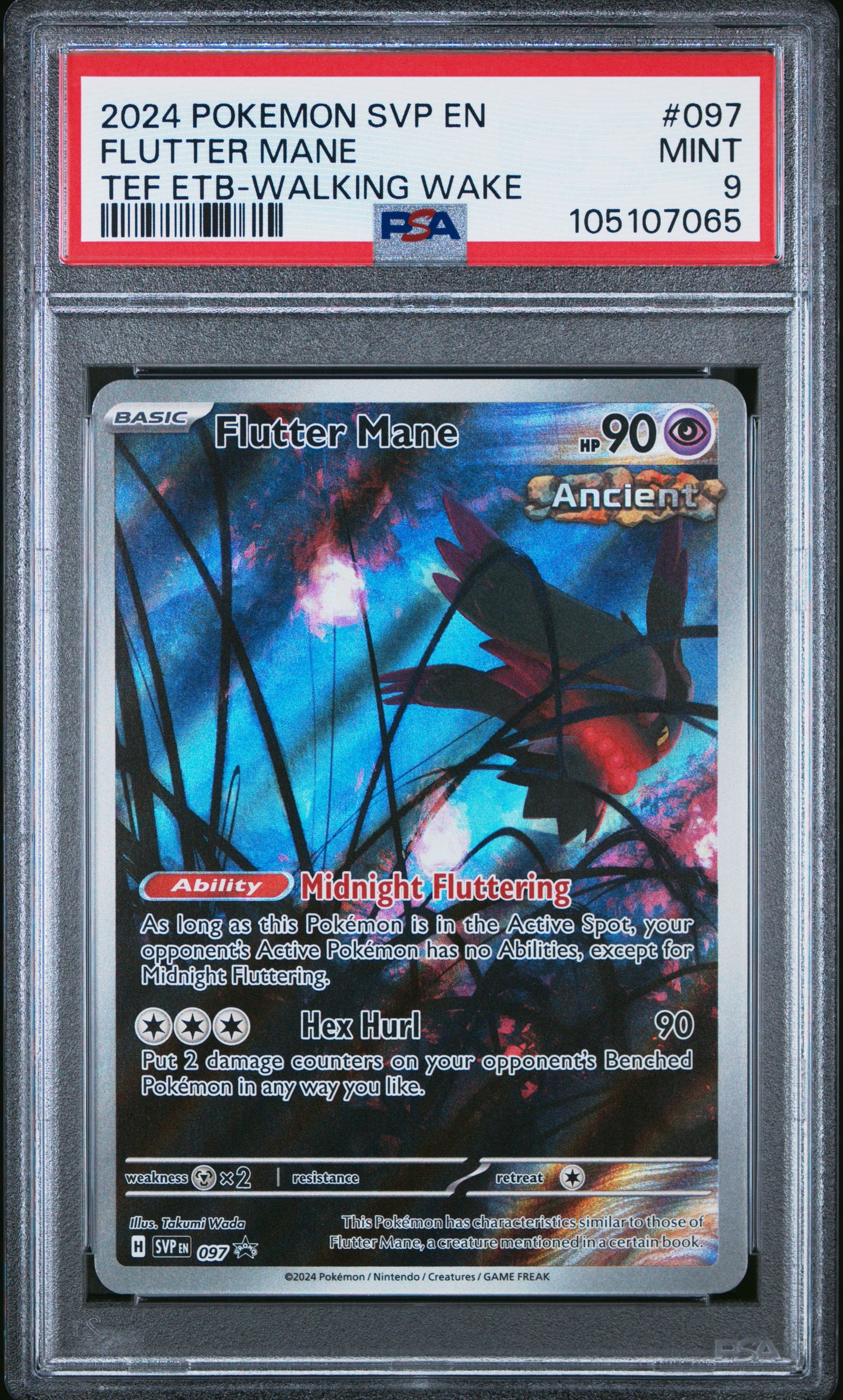 FLUTTER MANE 97/SVP Common POKEMON SVP EN-SV BLACK STAR PROMO TEF ETB-WALKING WAKE PSA9 MINT 9 PSA population 331 <a href=https://www.psacard.com/cert/105107065/psa>https://www.psacard.com/cert/105107065/psa</a>