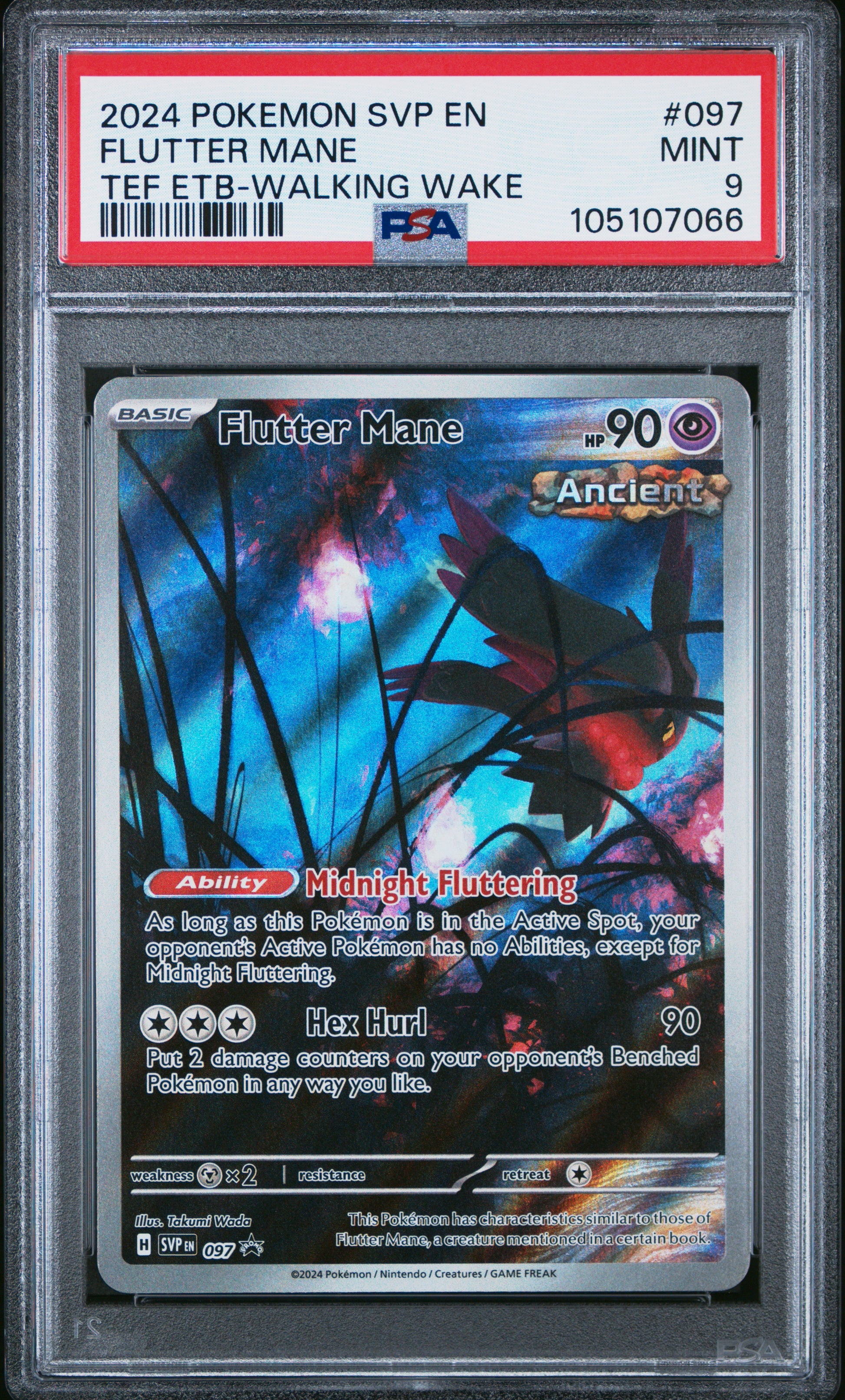 FLUTTER MANE 97/SVP Common POKEMON SVP EN-SV BLACK STAR PROMO TEF ETB-WALKING WAKE PSA9 MINT 9 PSA population 331 <a href=https://www.psacard.com/cert/105107066/psa>https://www.psacard.com/cert/105107066/psa</a>
