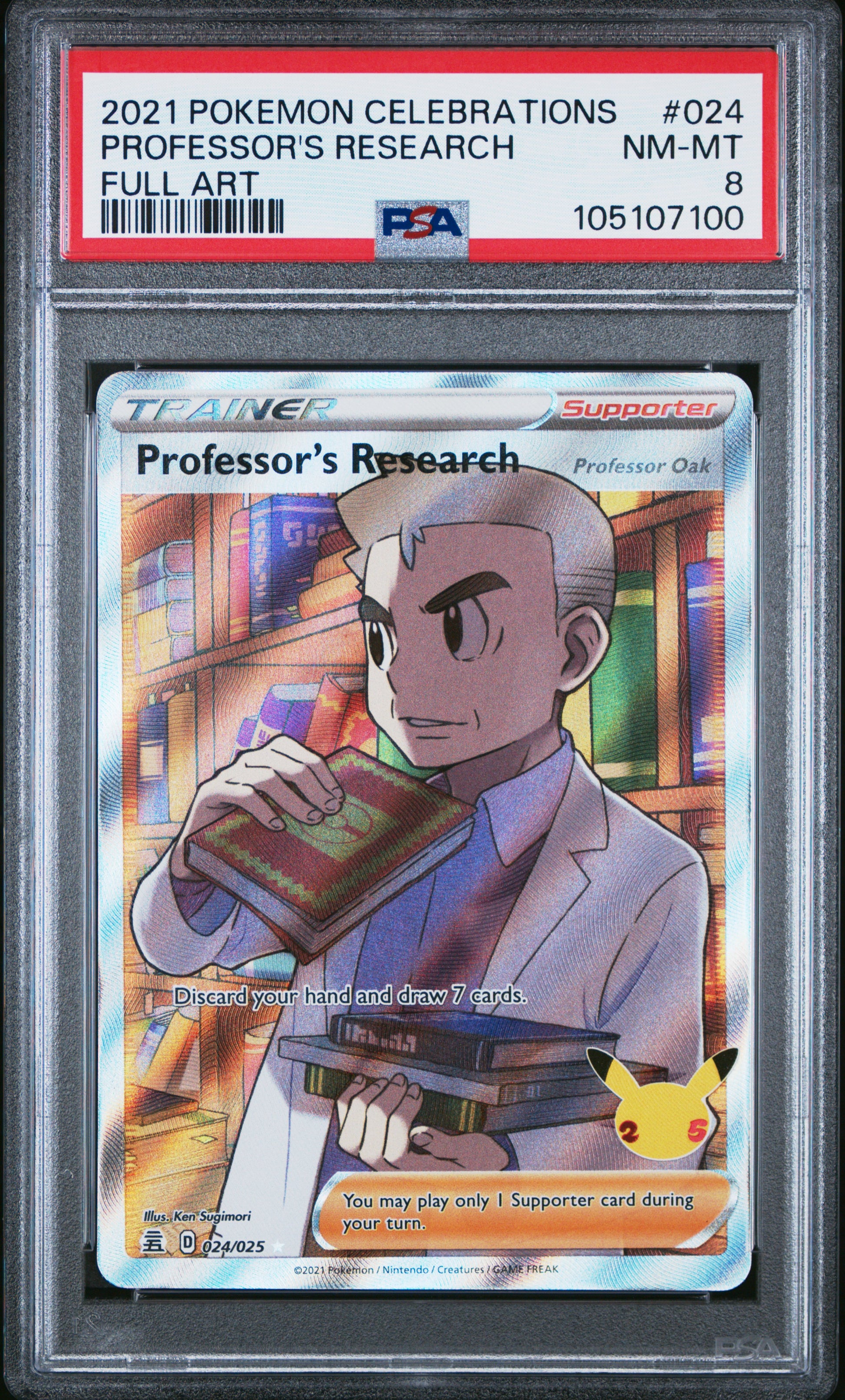 PROFESSOR'S RESEARCH 24/25 Common POKEMON CELEBRATIONS FULL ART PSA8 NM-MT 8 PSA population 264 <a href=https://www.psacard.com/cert/105107100/psa>https://www.psacard.com/cert/105107100/psa</a>