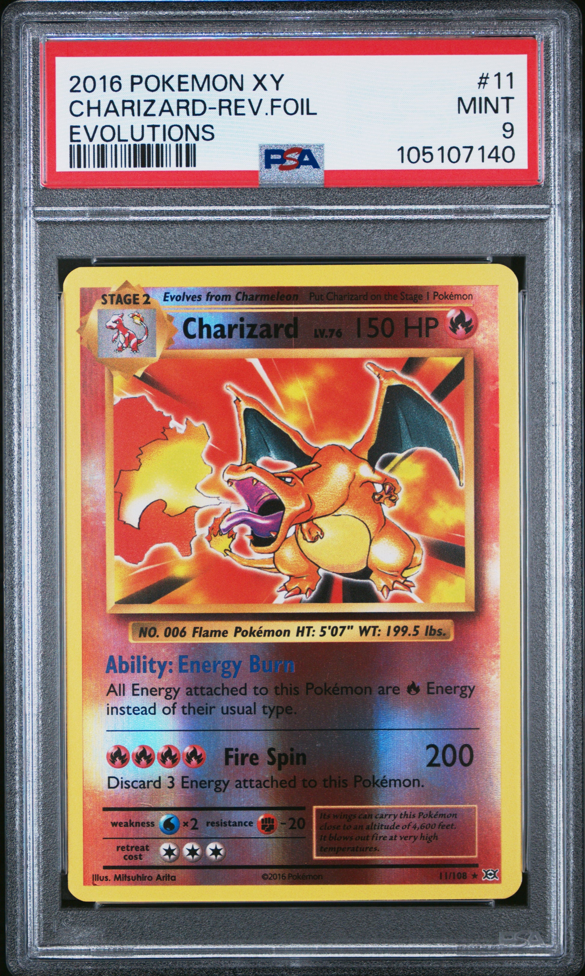 CHARIZARD-REV.FOIL 11/108 [Reverse Holo] POKEMON XY EVOLUTIONS EVOLUTIONS PSA9 MINT 9 PSA population 12006 <a href=https://www.psacard.com/cert/105107140/psa>https://www.psacard.com/cert/105107140/psa</a>