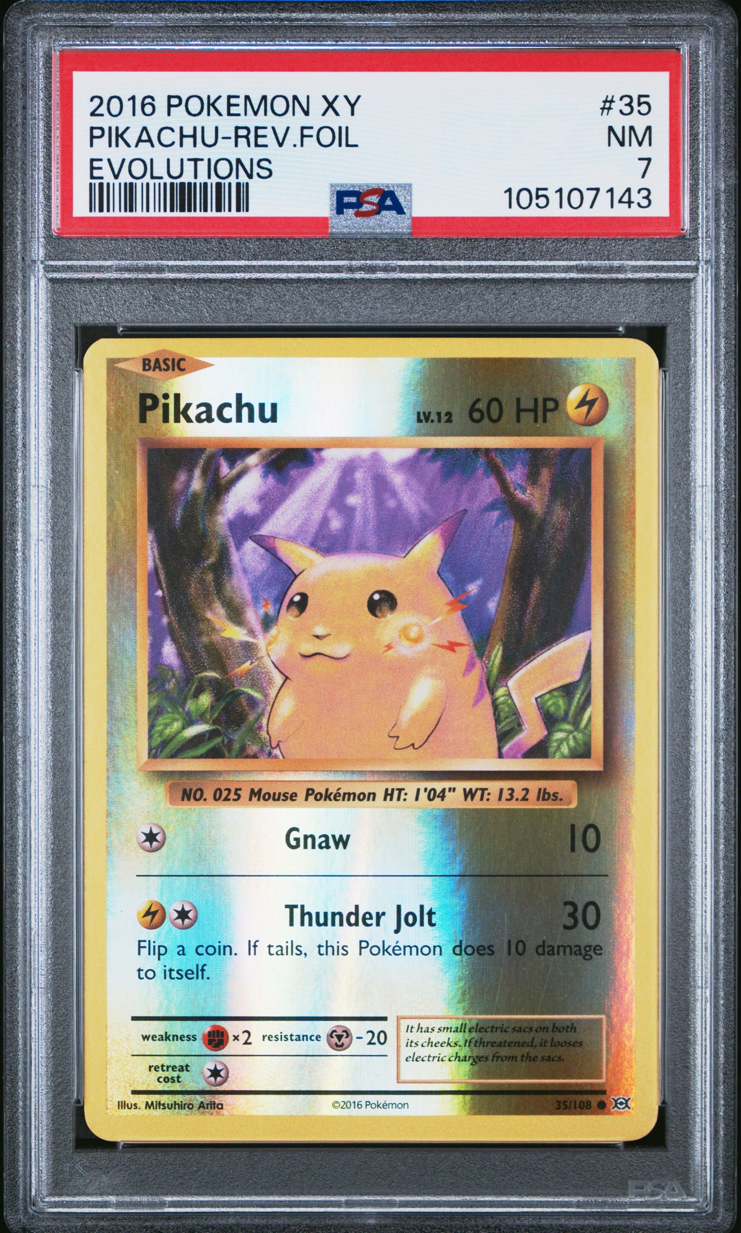 PIKACHU-REV.FOIL 35/108 [Reverse Holo] POKEMON XY EVOLUTIONS EVOLUTIONS PSA7 NM 7 PSA population 227 <a href=https://www.psacard.com/cert/105107143/psa>https://www.psacard.com/cert/105107143/psa</a>