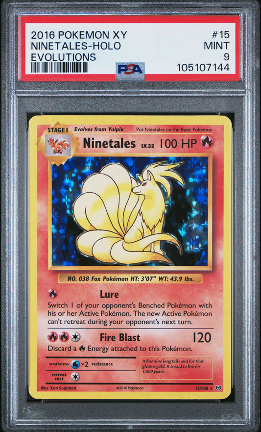 NINETALES-HOLO 15/108 Common POKEMON XY EVOLUTIONS EVOLUTIONS PSA9 MINT 9 PSA population 2253 <a href=https://www.psacard.com/cert/105107144/psa>https://www.psacard.com/cert/105107144/psa</a>