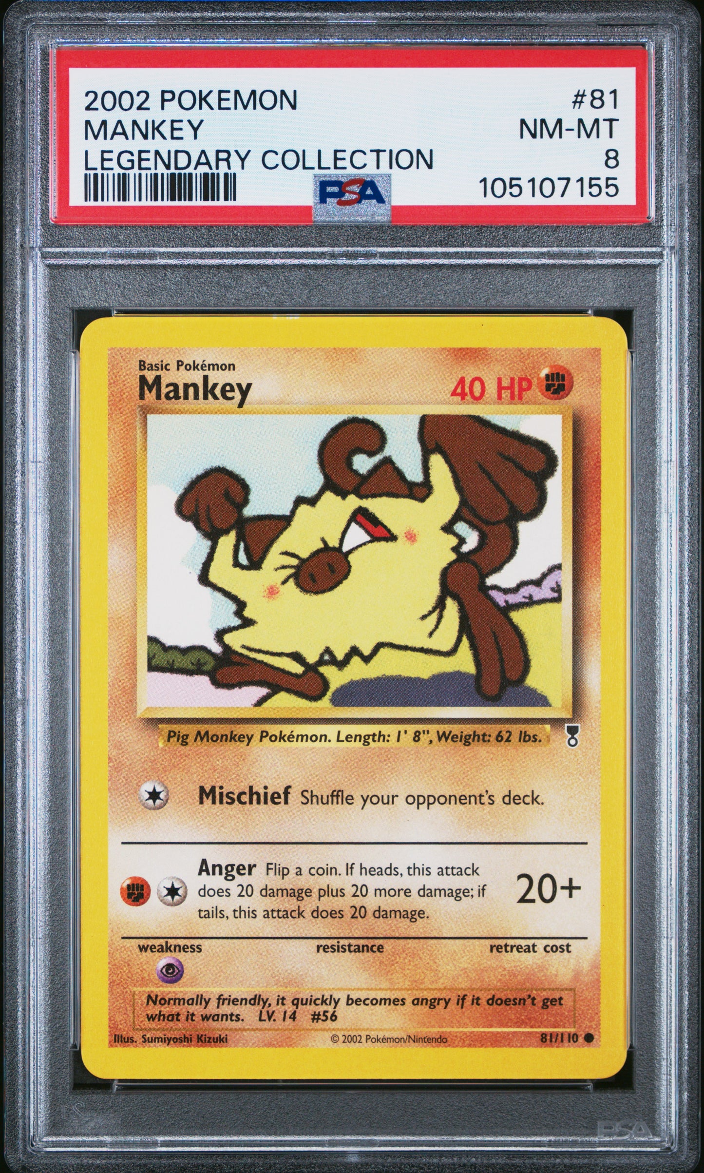 MANKEY 81/110 Common POKEMON LEGENDARY COLLECTION LEGENDARY COLLECTION PSA8 NM-MT 8 PSA population 9 <a href=https://www.psacard.com/cert/105107155/psa>https://www.psacard.com/cert/105107155/psa</a>