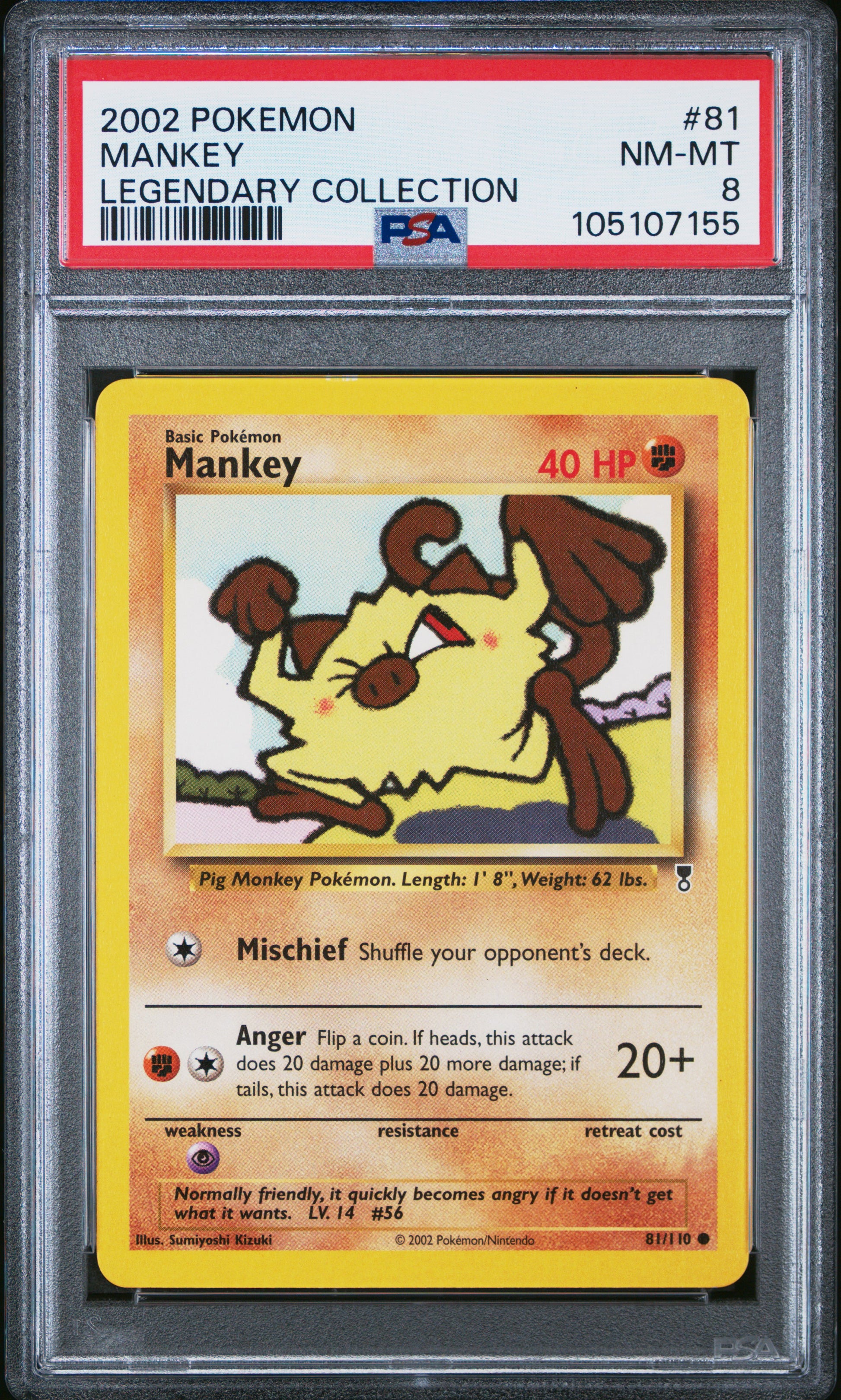 MANKEY 81/110 Common POKEMON LEGENDARY COLLECTION LEGENDARY COLLECTION PSA8 NM-MT 8 PSA population 9 <a href=https://www.psacard.com/cert/105107155/psa>https://www.psacard.com/cert/105107155/psa</a>