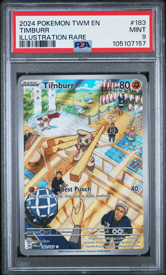 TIMBURR 183/167 Common POKEMON TWM EN-TWILIGHT MASQUERADE ILLUSTRATION RARE PSA9 MINT 9 PSA population 502 <a href=https://www.psacard.com/cert/105107157/psa>https://www.psacard.com/cert/105107157/psa</a>
