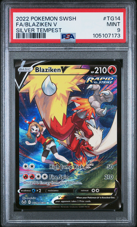 FA/BLAZIKEN V TG14/TG30 Common POKEMON SWORD & SHIELD SILVER TEMPEST SILVER TEMPEST PSA9 MINT 9 PSA population 1077 <a href=https://www.psacard.com/cert/105107173/psa>https://www.psacard.com/cert/105107173/psa</a>
