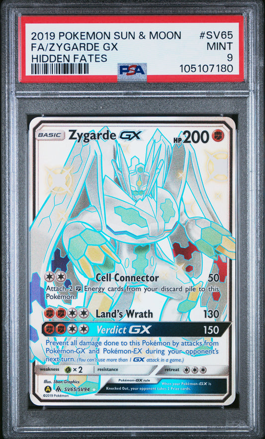FA/ZYGARDE GX SV65/SV94 Common POKEMON SUN & MOON HIDDEN FATES HIDDEN FATES PSA9 MINT 9 PSA population 924 <a href=https://www.psacard.com/cert/105107180/psa>https://www.psacard.com/cert/105107180/psa</a>