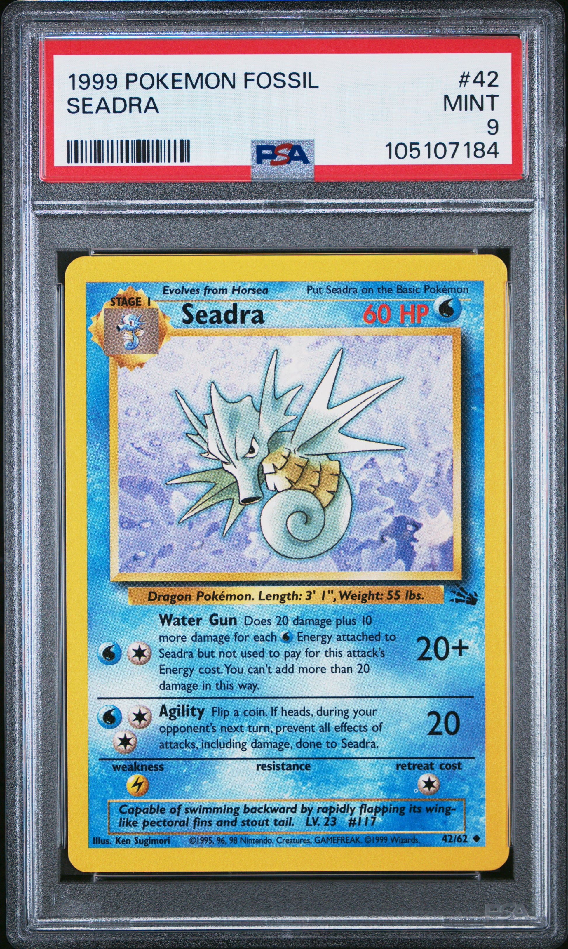 SEADRA 42/62 Common POKEMON FOSSIL PSA9 MINT 9 PSA population 164 <a href=https://www.psacard.com/cert/105107184/psa>https://www.psacard.com/cert/105107184/psa</a>