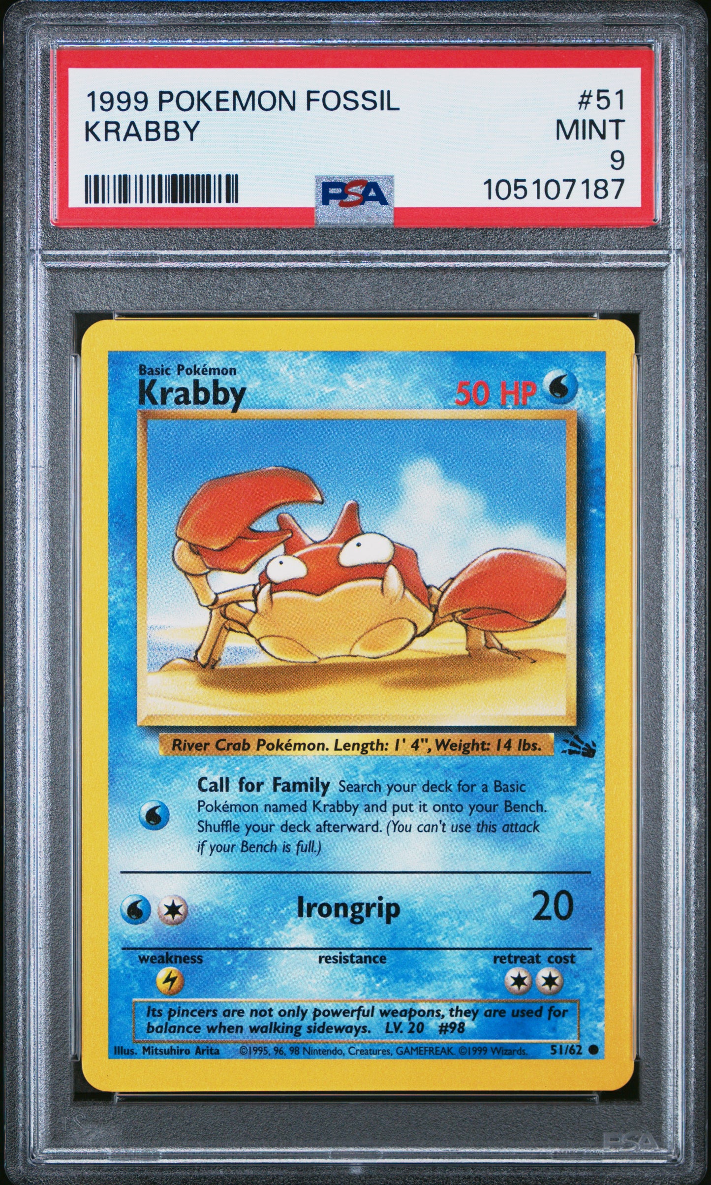 KRABBY 51/62 Common POKEMON FOSSIL PSA9 MINT 9 PSA population 234 <a href=https://www.psacard.com/cert/105107187/psa>https://www.psacard.com/cert/105107187/psa</a>