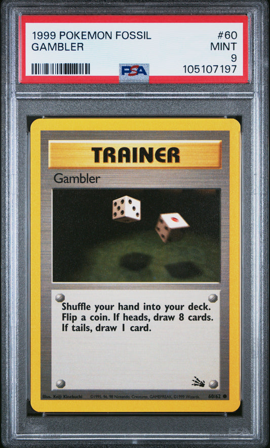 GAMBLER 60/102 Unlimited POKEMON FOSSIL PSA9 MINT 9 PSA population 148 <a href=https://www.psacard.com/cert/105107197/psa>https://www.psacard.com/cert/105107197/psa</a>