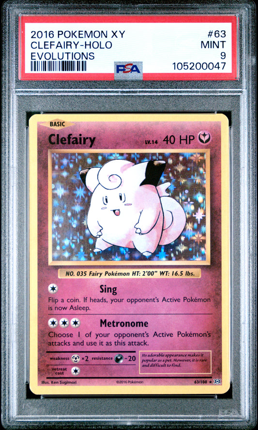 CLEFAIRY-HOLO 63/108 Common POKEMON XY EVOLUTIONS EVOLUTIONS PSA9 MINT 9 PSA population 1751 <a href=https://www.psacard.com/cert/105200047/psa>https://www.psacard.com/cert/105200047/psa</a>