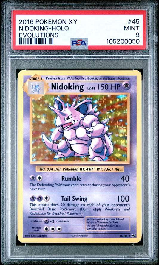 NIDOKING-HOLO 45/108 [Holo] POKEMON XY EVOLUTIONS EVOLUTIONS PSA9 MINT 9 PSA population 2268 <a href=https://www.psacard.com/cert/105200050/psa>https://www.psacard.com/cert/105200050/psa</a>