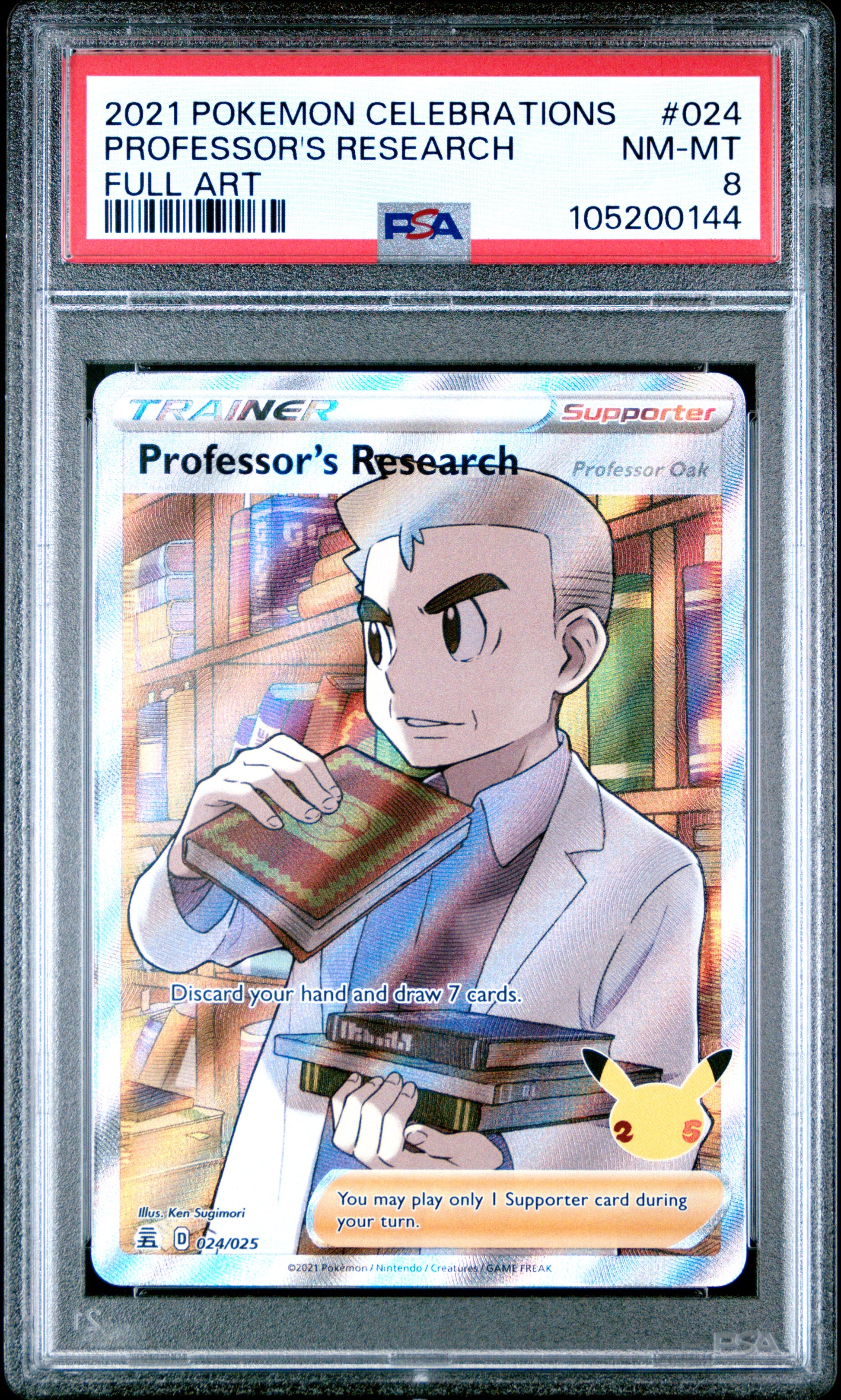 PROFESSOR'S RESEARCH 24/25 Common POKEMON CELEBRATIONS FULL ART PSA8 NM-MT 8 PSA population 264 <a href=https://www.psacard.com/cert/105200144/psa>https://www.psacard.com/cert/105200144/psa</a>