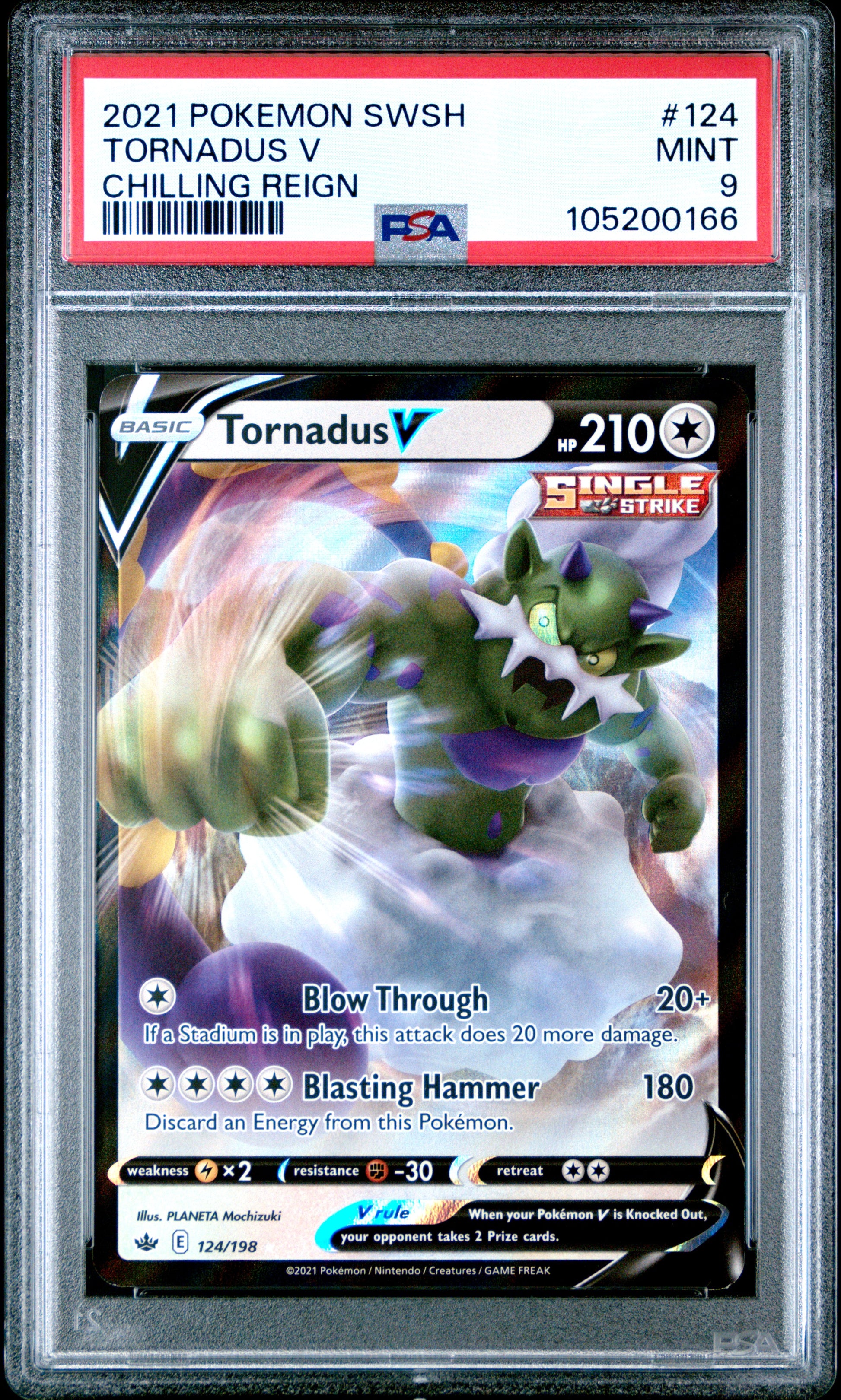 TORNADUS V 124/198 Common POKEMON SWORD & SHIELD CHILLING REIGN CHILLING REIGN PSA9 MINT 9 PSA population 27 <a href=https://www.psacard.com/cert/105200166/psa>https://www.psacard.com/cert/105200166/psa</a>