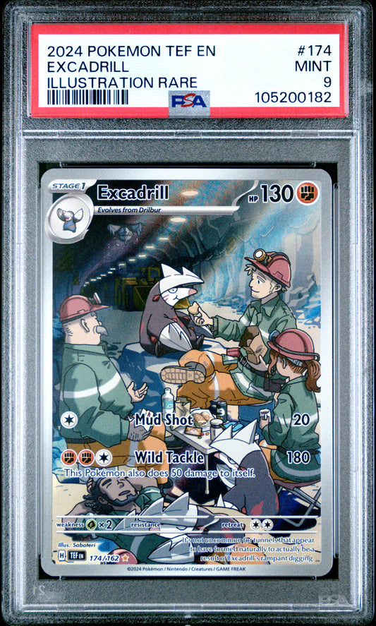 EXCADRILL 174/162 Common POKEMON TEF EN-TEMPORAL FORCES ILLUSTRATION RARE PSA9 MINT 9 PSA population 311 <a href=https://www.psacard.com/cert/105200182/psa>https://www.psacard.com/cert/105200182/psa</a>