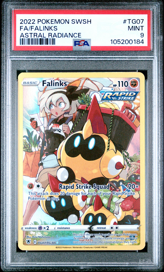 FA/FALINKS TG07/TG30 Common POKEMON SWORD & SHIELD ASTRAL RADIANCE ASTRAL RADIANCE PSA9 MINT 9 PSA population 208 <a href=https://www.psacard.com/cert/105200184/psa>https://www.psacard.com/cert/105200184/psa</a>