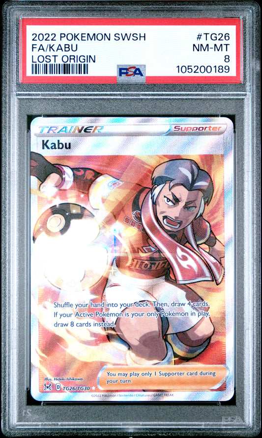 FA/KABU TG26/TG30 Common POKEMON SWORD & SHIELD LOST ORIGIN LOST ORIGIN PSA8 NM-MT 8 PSA population 32 <a href=https://www.psacard.com/cert/105200189/psa>https://www.psacard.com/cert/105200189/psa</a>