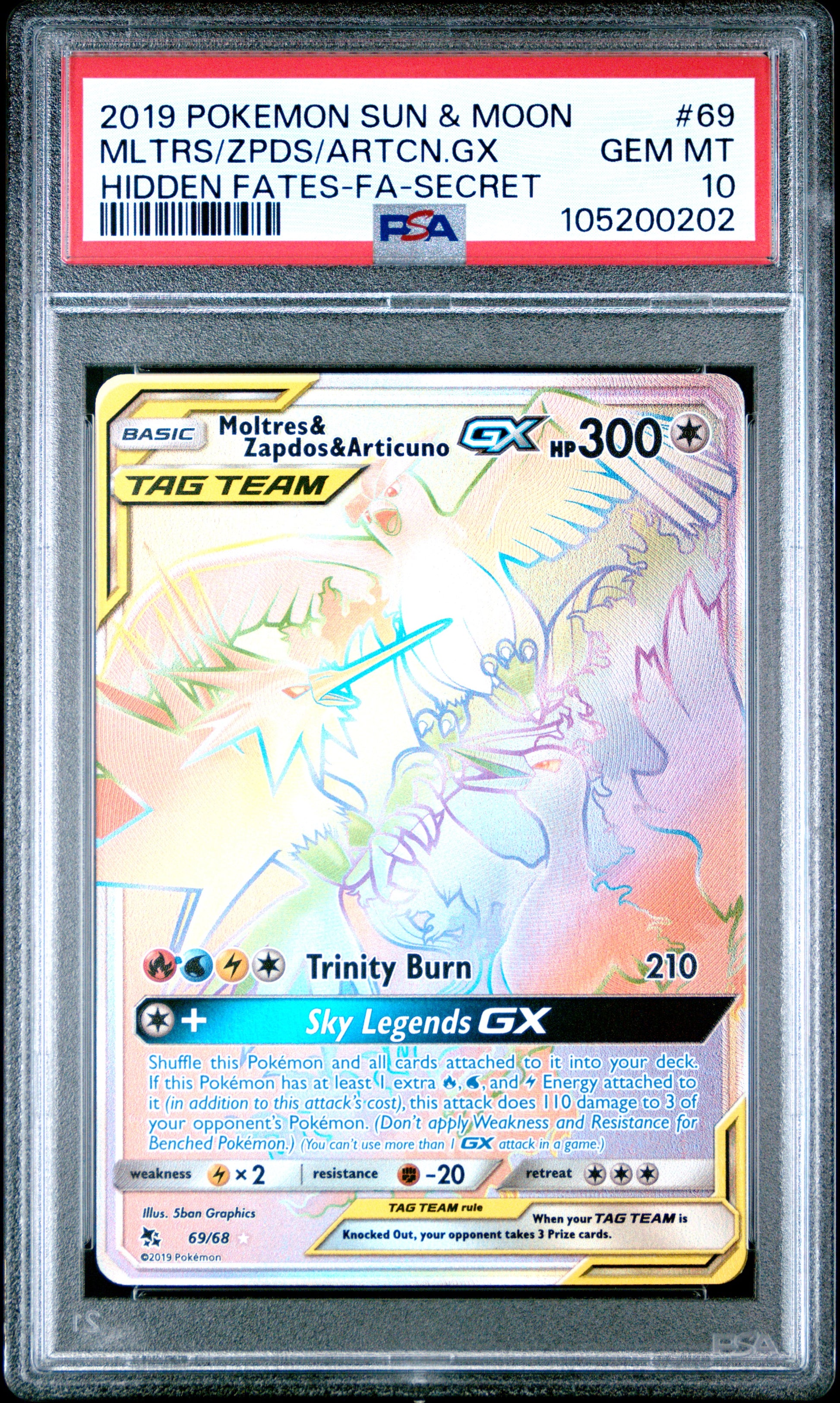 MLTRS/ZPDS/ARTCN.GX 69/68 Common POKEMON SUN & MOON HIDDEN FATES HIDDEN FATES-FA-SECRET PSA10 GEM MT 10 PSA population 12634 <a href=https://www.psacard.com/cert/105200202/psa>https://www.psacard.com/cert/105200202/psa</a>