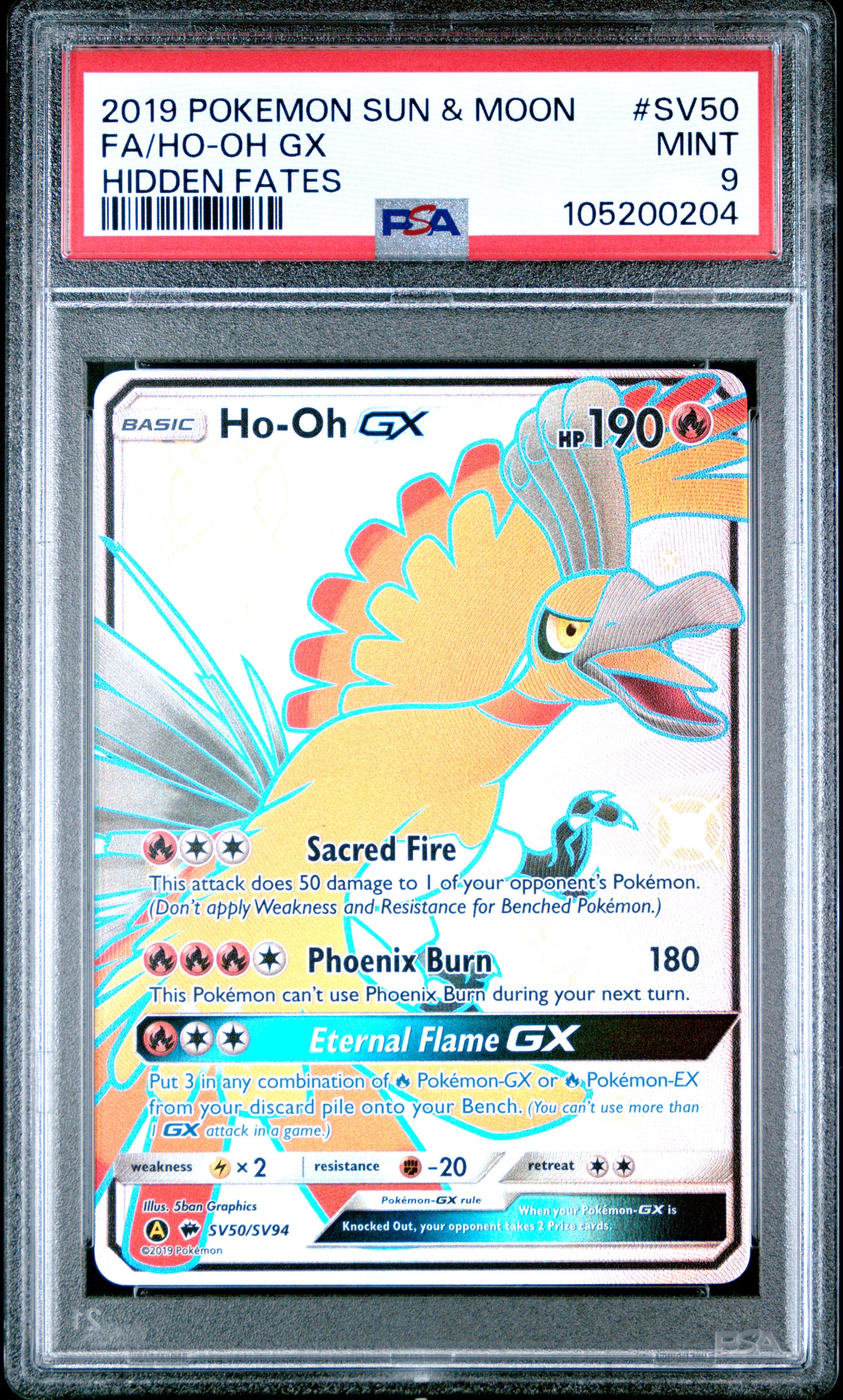 FA/HO-OH GX SV50/SV94 Common POKEMON SUN & MOON HIDDEN FATES HIDDEN FATES PSA9 MINT 9 PSA population 1925 <a href=https://www.psacard.com/cert/105200204/psa>https://www.psacard.com/cert/105200204/psa</a>