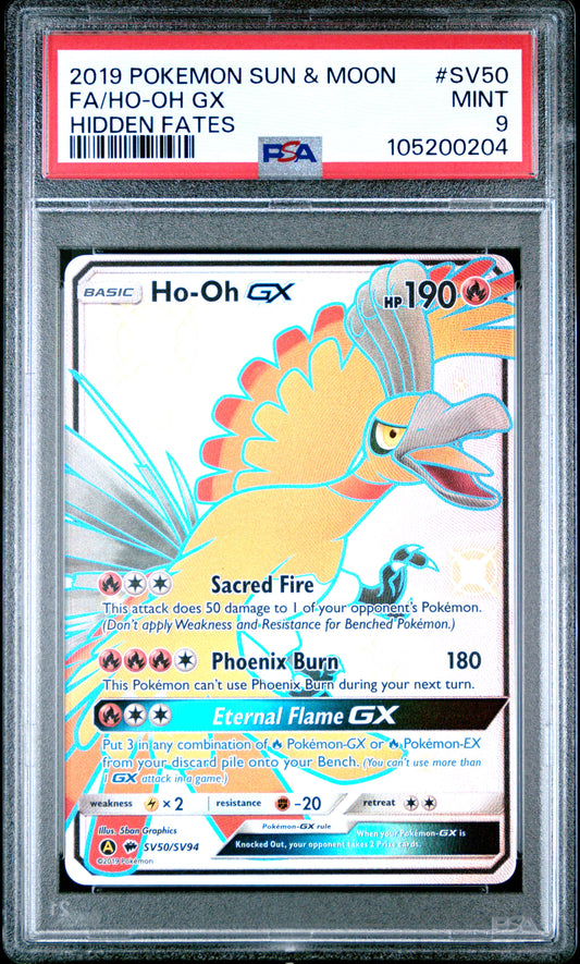 FA/HO-OH GX SV50/SV94 Common POKEMON SUN & MOON HIDDEN FATES HIDDEN FATES PSA9 MINT 9 PSA population 1925 <a href=https://www.psacard.com/cert/105200204/psa>https://www.psacard.com/cert/105200204/psa</a>