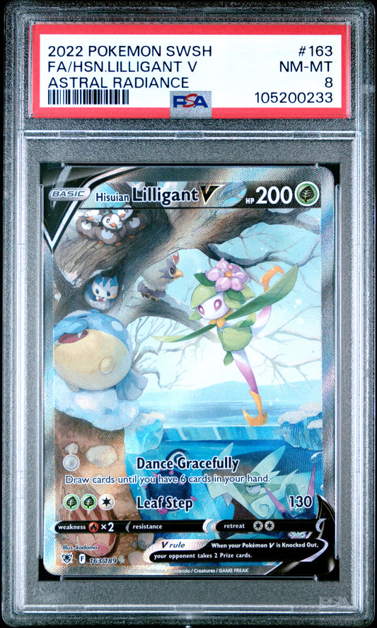 FA/HSN.LILLIGANT V 163/189 Common POKEMON SWORD & SHIELD ASTRAL RADIANCE ASTRAL RADIANCE PSA8 NM-MT 8 PSA population 149 <a href=https://www.psacard.com/cert/105200233/psa>https://www.psacard.com/cert/105200233/psa</a>