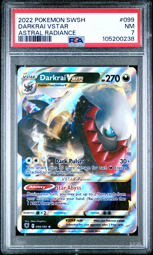 DARKRAI VSTAR 99/189 Common POKEMON SWORD & SHIELD ASTRAL RADIANCE ASTRAL RADIANCE PSA7 NM 7 PSA population 8 <a href=https://www.psacard.com/cert/105200238/psa>https://www.psacard.com/cert/105200238/psa</a>