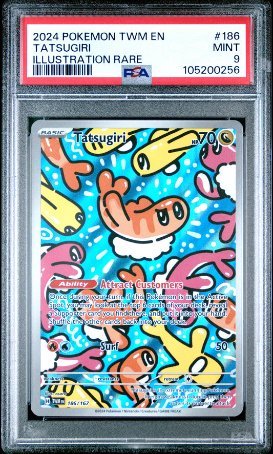 TATSUGIRI 186/167 Common POKEMON TWM EN-TWILIGHT MASQUERADE ILLUSTRATION RARE PSA9 MINT 9 PSA population 2657 <a href=https://www.psacard.com/cert/105200256/psa>https://www.psacard.com/cert/105200256/psa</a>