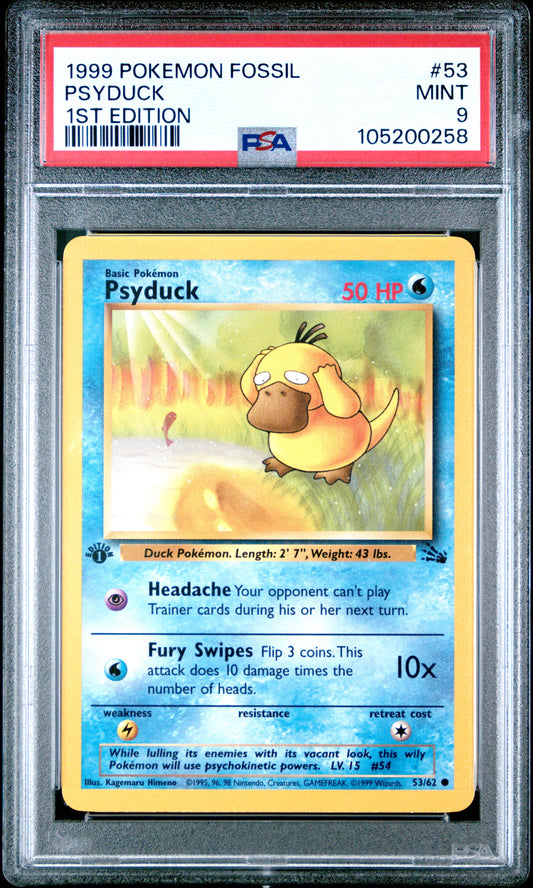 PSYDUCK 53/62 [1st Edition]  POKEMON FOSSIL 1ST EDITION PSA8 NM-MT 8 PSA population 666 <a href=https://www.psacard.com/cert/105200258/psa>https://www.psacard.com/cert/105200258/psa</a>