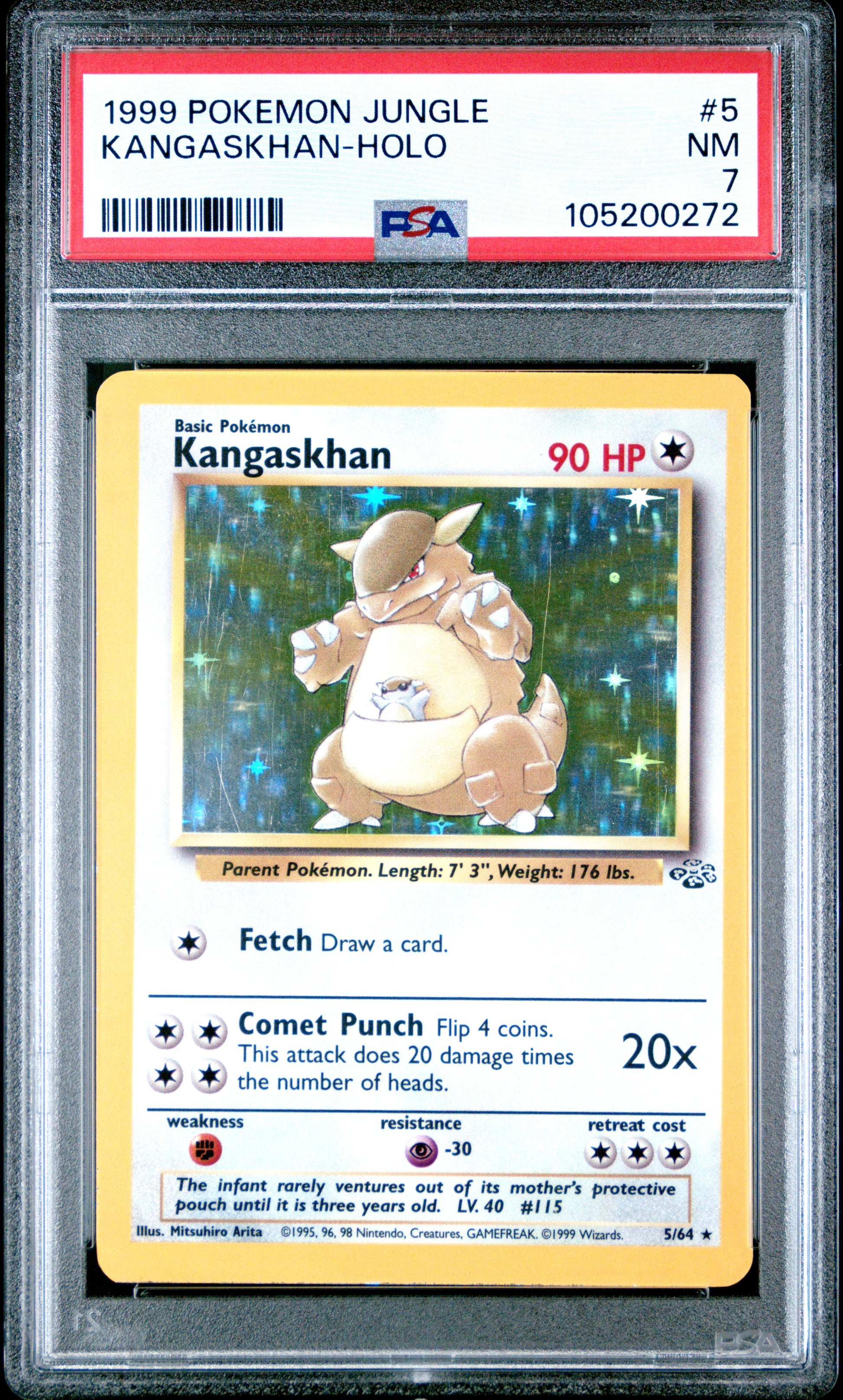 KANGASKHAN-HOLO 5/64 Common POKEMON JUNGLE PSA7 NM 7 PSA population 1765 <a href=https://www.psacard.com/cert/105200272/psa>https://www.psacard.com/cert/105200272/psa</a>