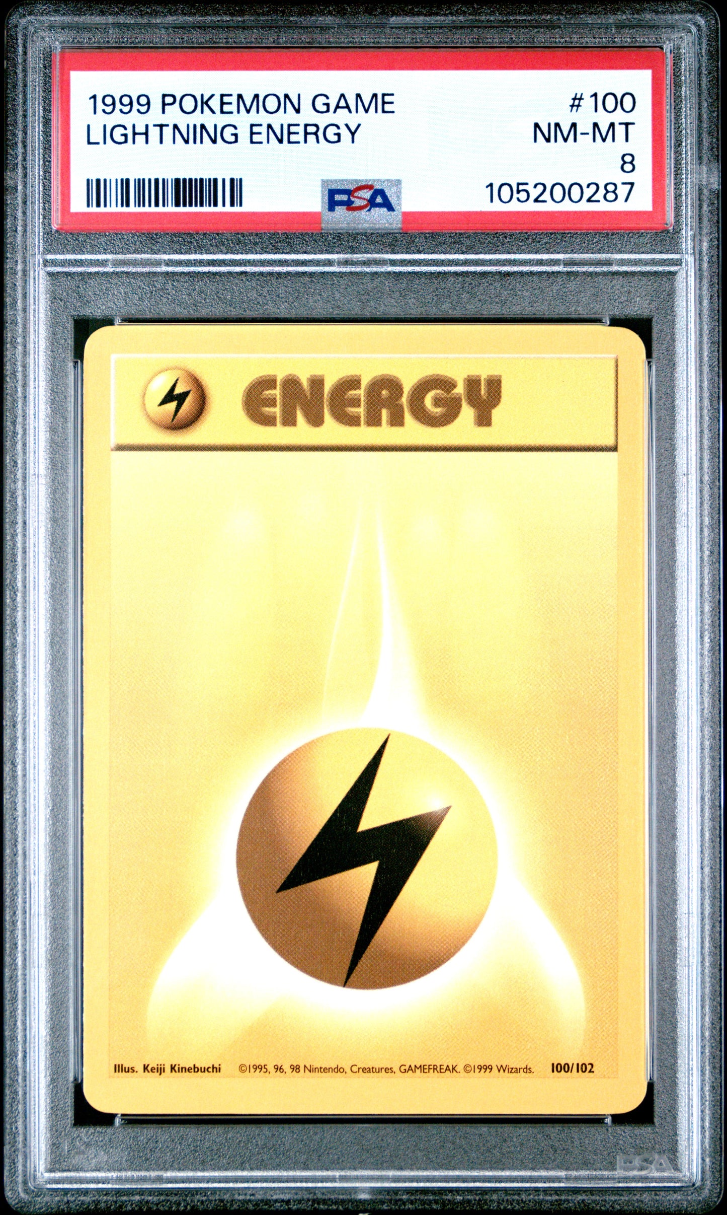 LIGHTNING ENERGY 100/102 Unlimited POKEMON GAME PSA8 NM-MT 8 PSA population 171 <a href=https://www.psacard.com/cert/105200287/psa>https://www.psacard.com/cert/105200287/psa</a>