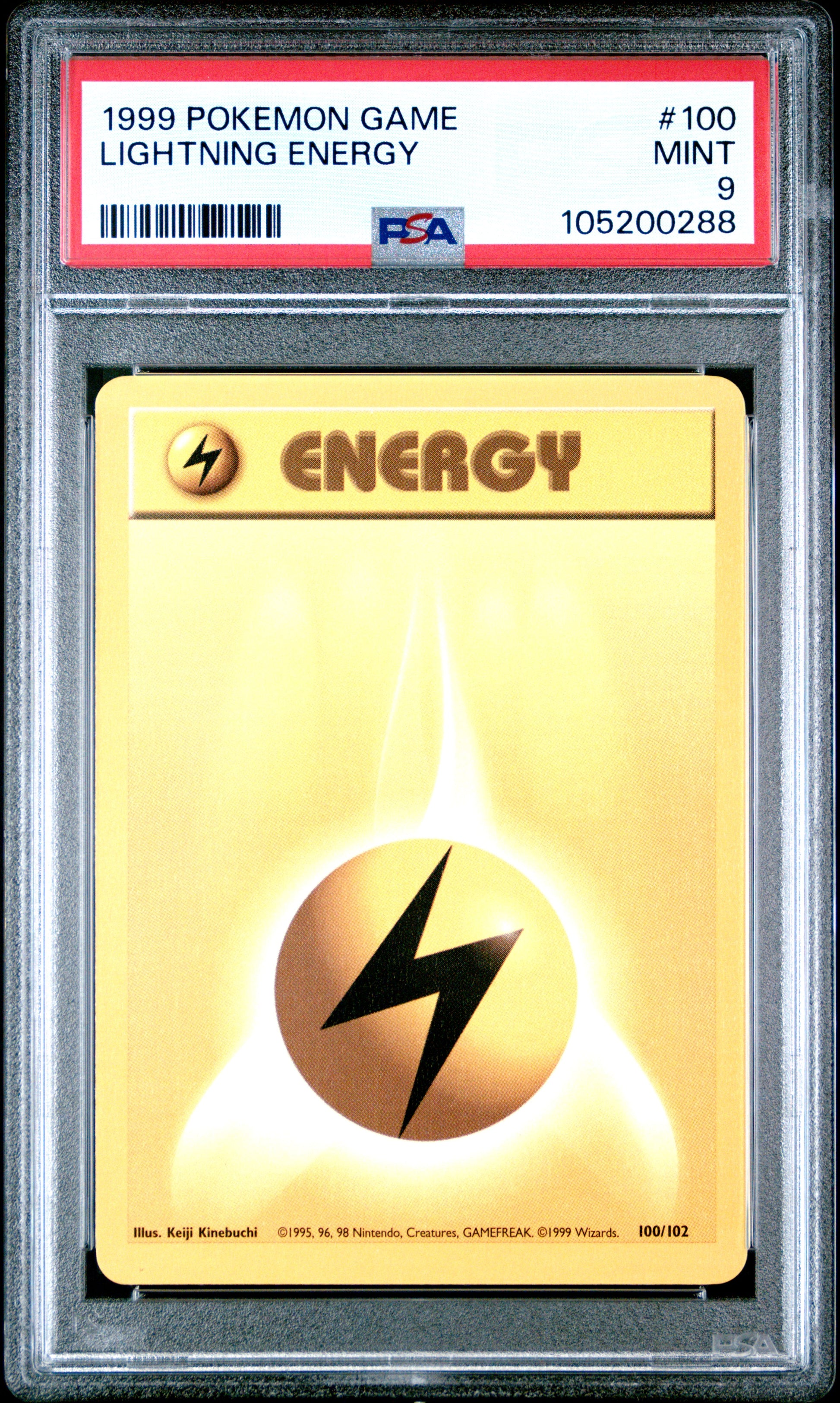 LIGHTNING ENERGY 100/102 Unlimited POKEMON GAME PSA9 MINT 9 PSA population 496 <a href=https://www.psacard.com/cert/105200288/psa>https://www.psacard.com/cert/105200288/psa</a>