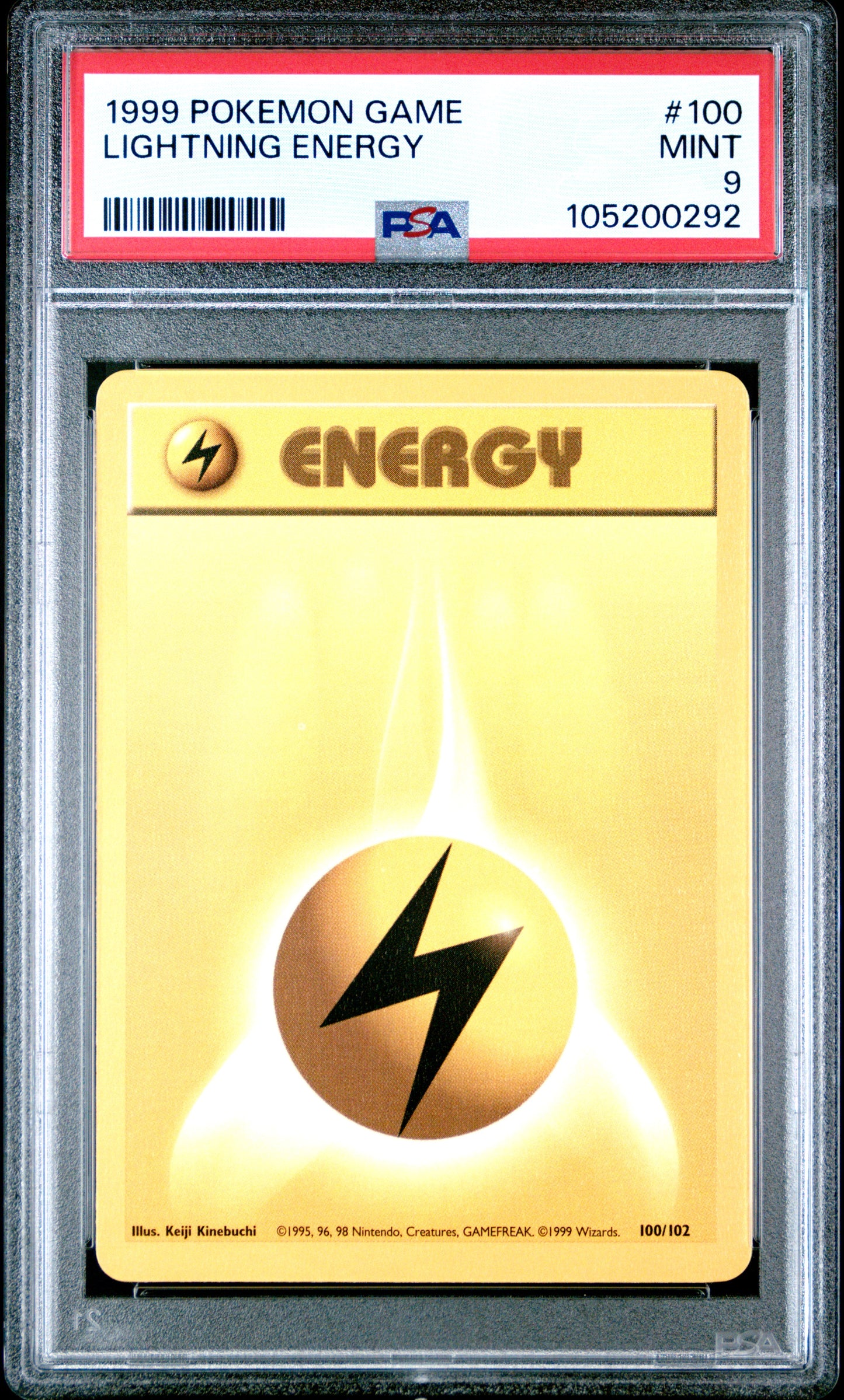 LIGHTNING ENERGY 100/102 Unlimited POKEMON GAME PSA9 MINT 9 PSA population 496 <a href=https://www.psacard.com/cert/105200292/psa>https://www.psacard.com/cert/105200292/psa</a>