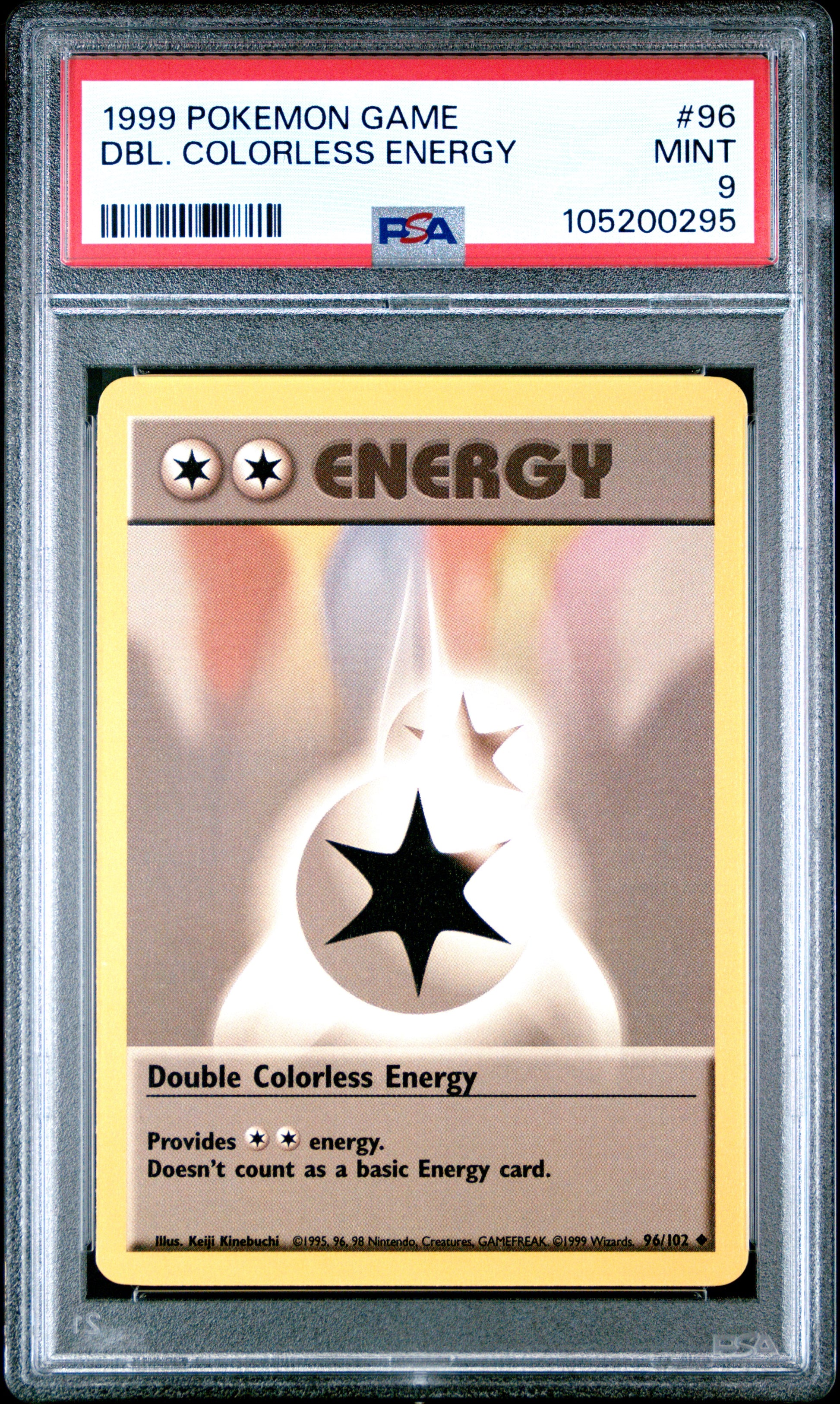 DBL. COLORLESS ENERGY 96/102 Unlimited POKEMON GAME PSA9 MINT 9 PSA population 290 <a href=https://www.psacard.com/cert/105200295/psa>https://www.psacard.com/cert/105200295/psa</a>