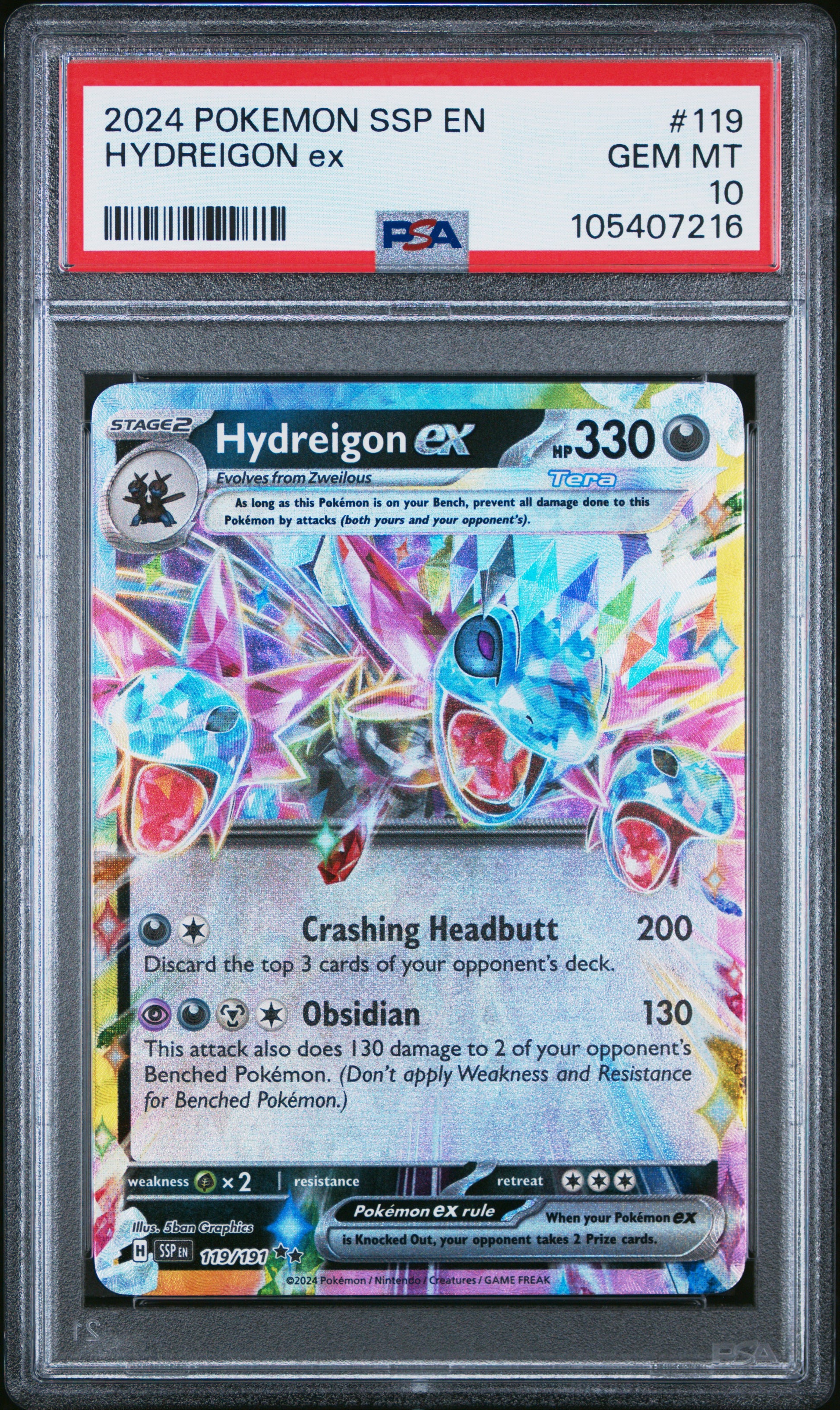 HYDREIGON EX 119/191 Common POKEMON SSP EN-SURGING SPARKS PSA10 GEM MT 10 PSA population 272 <a href=https://www.psacard.com/cert/105407216/psa>https://www.psacard.com/cert/105407216/psa</a>