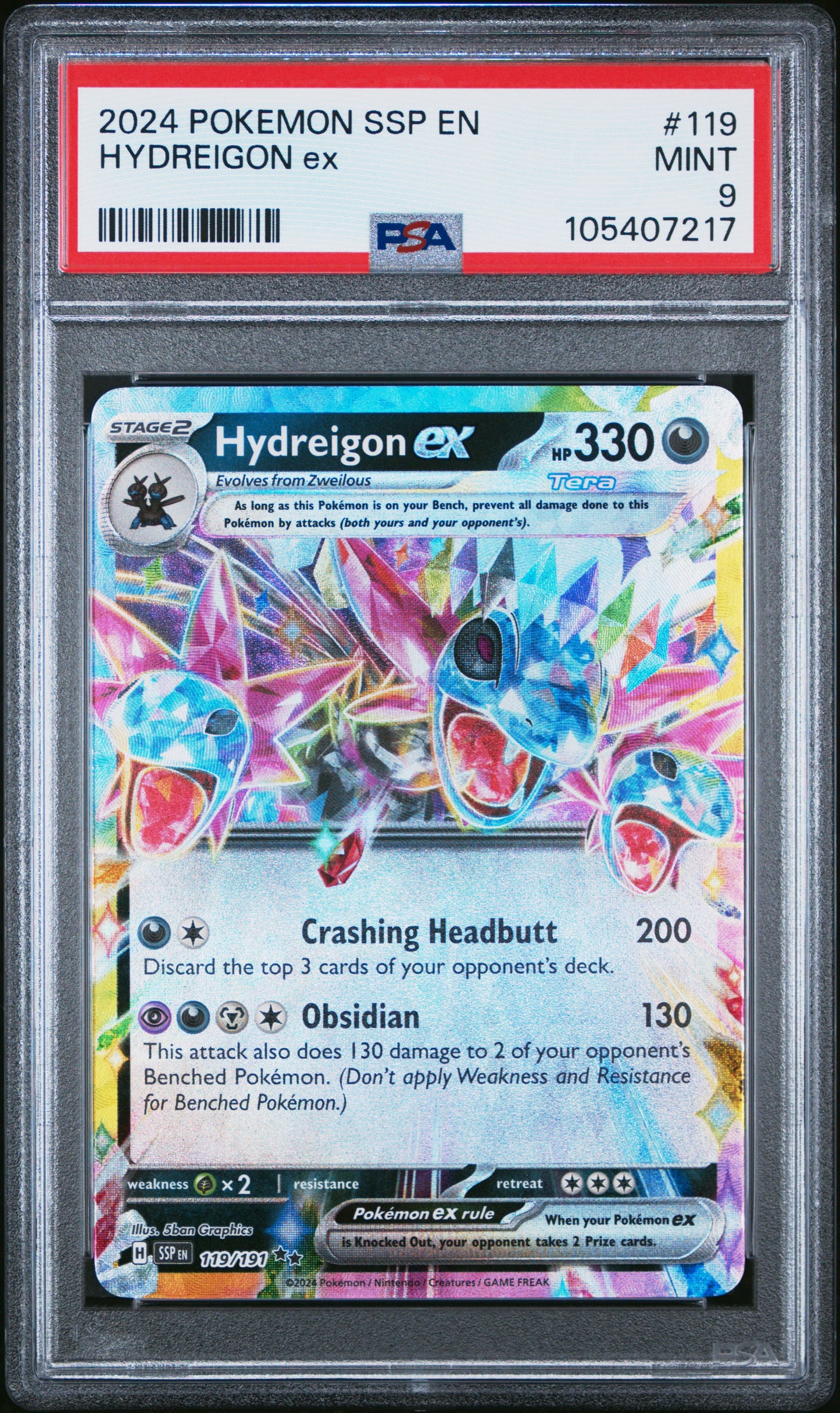 HYDREIGON EX 119/191 Common POKEMON SSP EN-SURGING SPARKS PSA9 MINT 9 PSA population 300 <a href=https://www.psacard.com/cert/105407217/psa>https://www.psacard.com/cert/105407217/psa</a>
